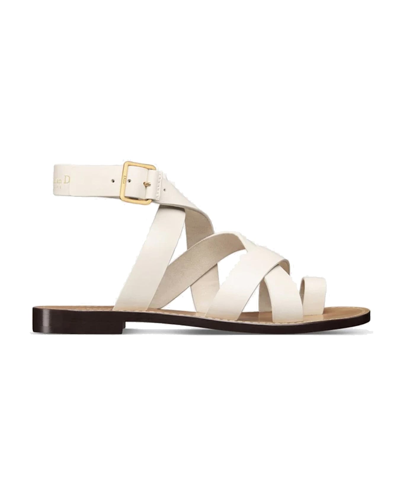 Dior Sun Leather Flat Sandals - White