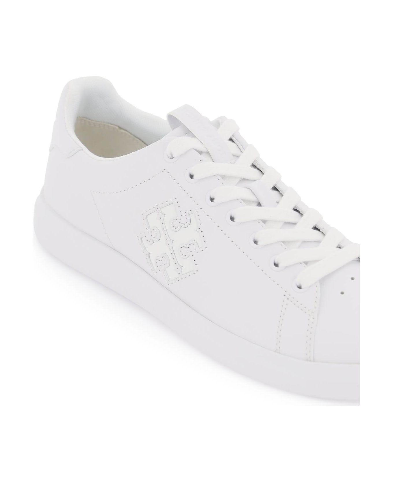 Tory Burch Double T Howell Court Leather Sneakers - White