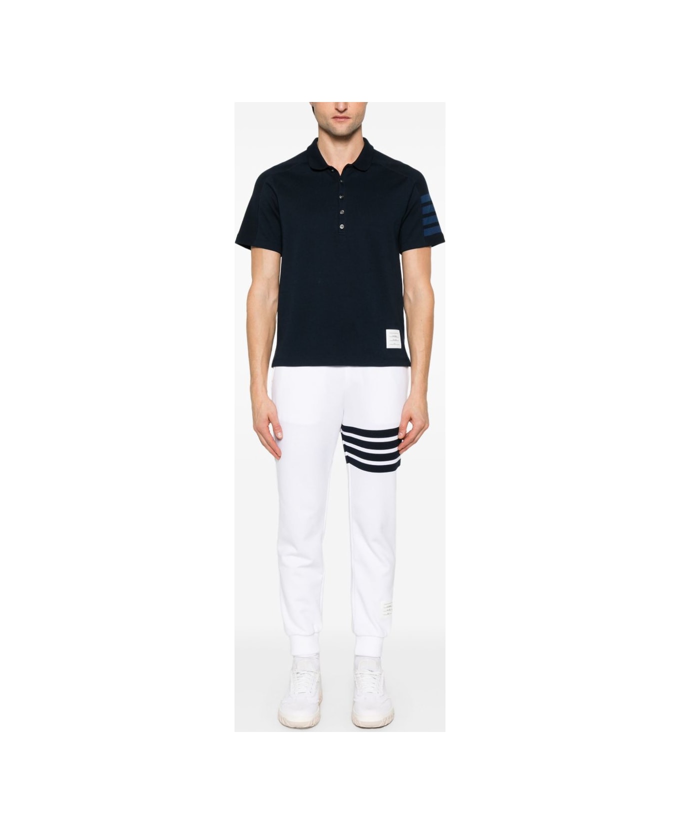 Thom Browne 4bar Cotton Sweatpants - WHITE /NAVY