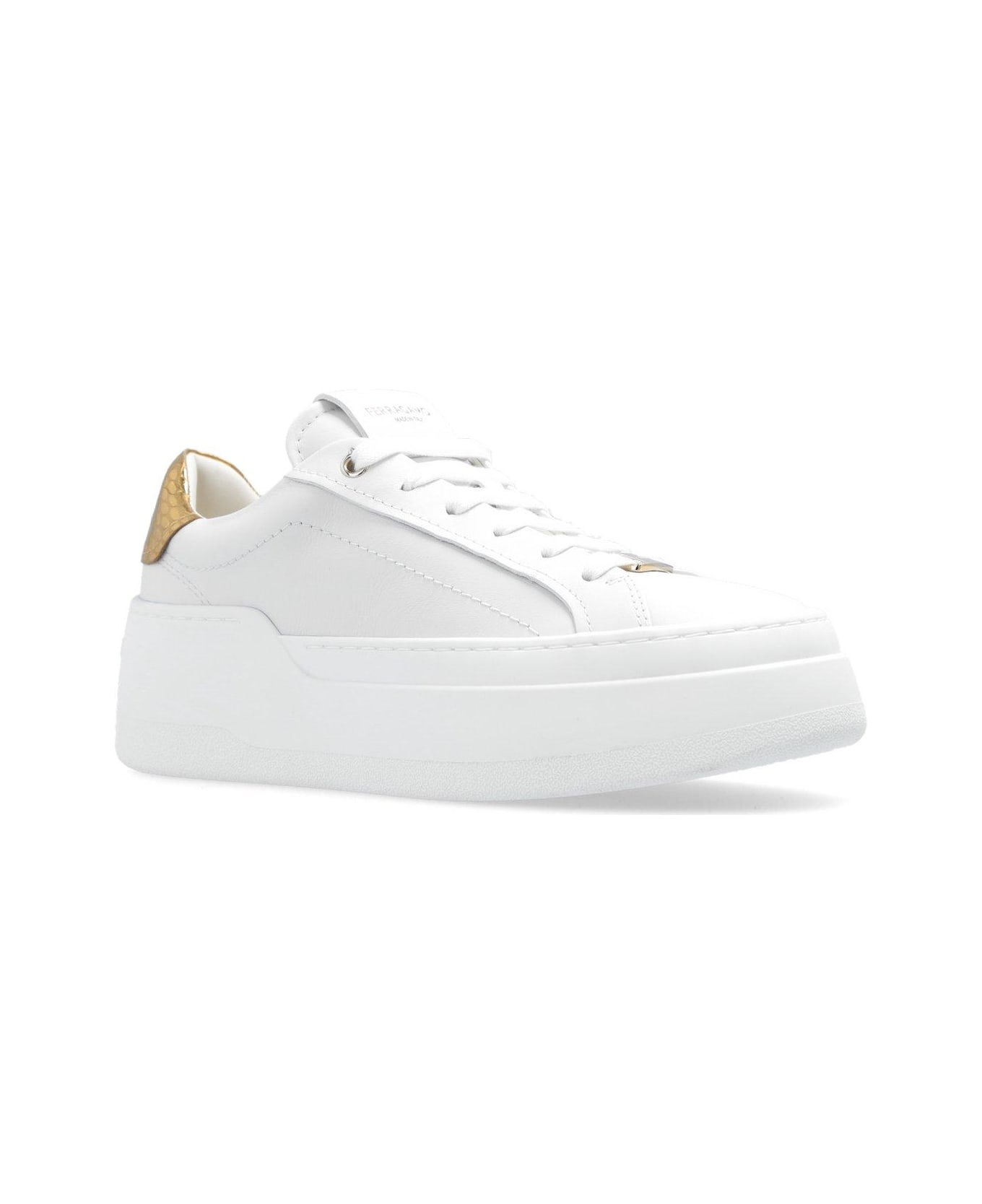 Ferragamo Lace-up Wedge Sneakers - White スニーカー