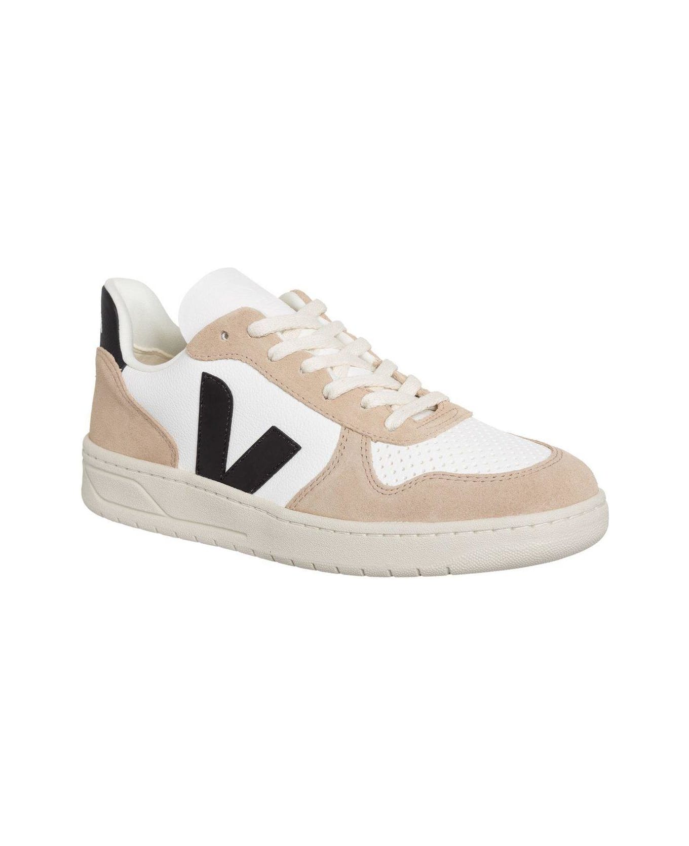 Veja V-10 Panelled Low-top Sneakers - Extra White Black Sahara