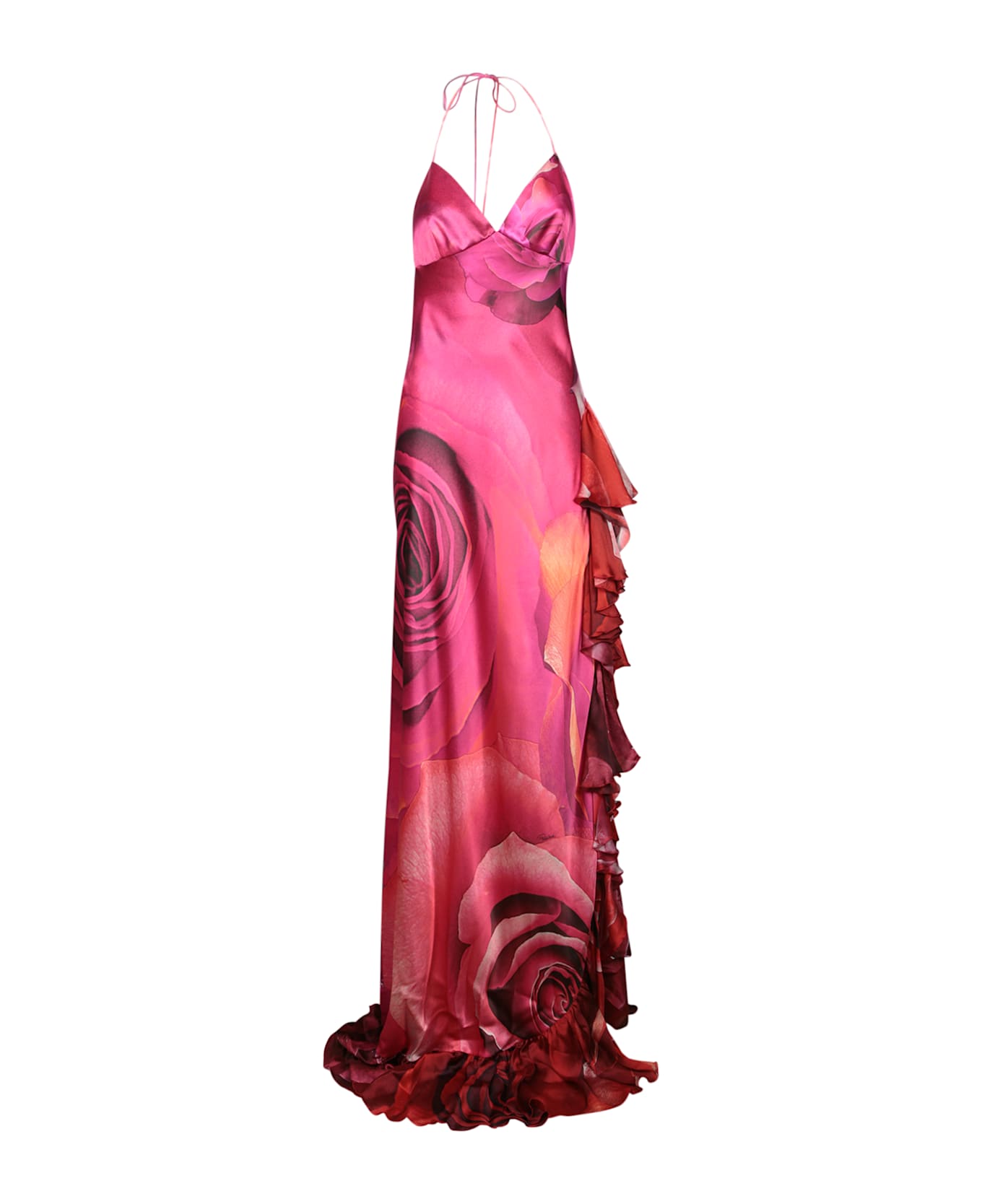 Roberto Cavalli Long Garden Rose Red Dress - Red