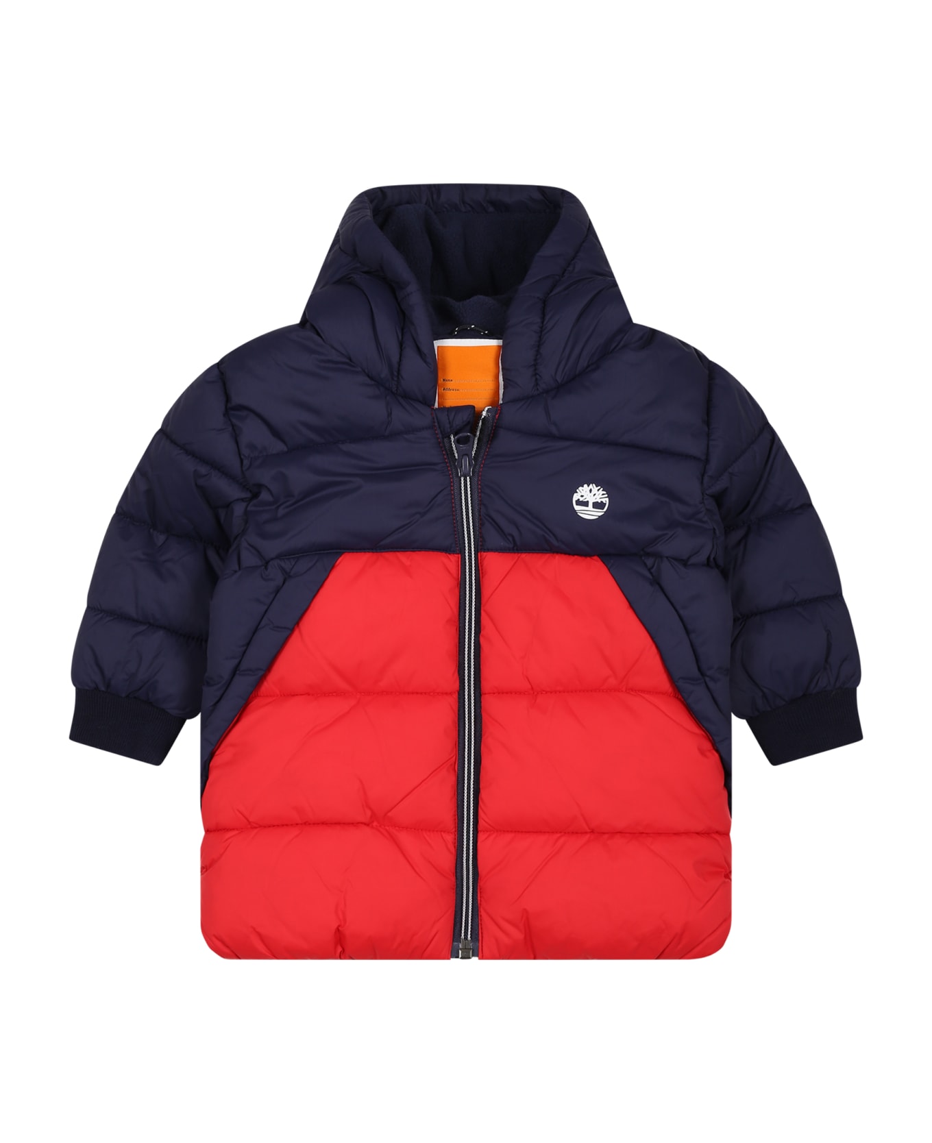 Timberland Blue Down Jacket For Baby Boy With Logo - Blue