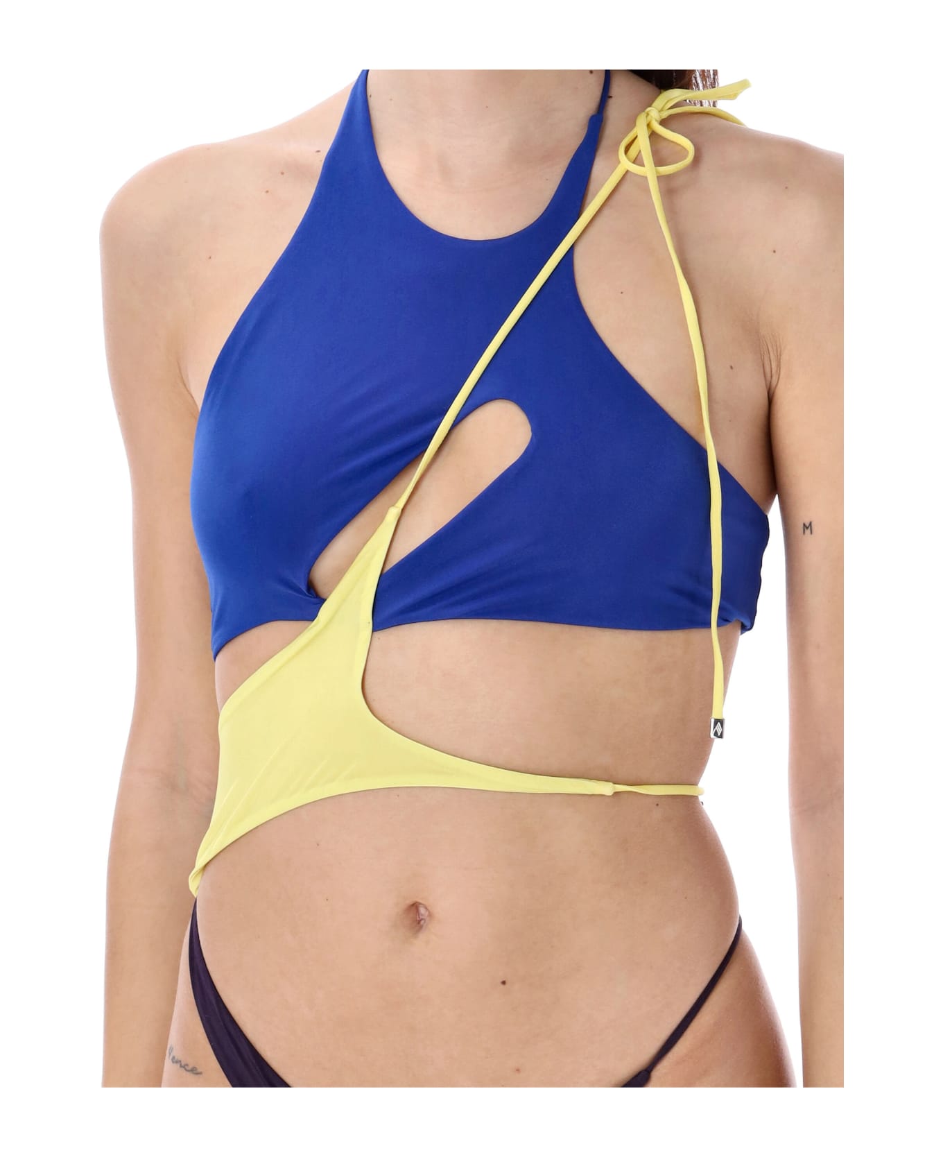 The Attico One Piece Cut Out Swimsuit - GRAPE BLUE YELLOW ビキニ