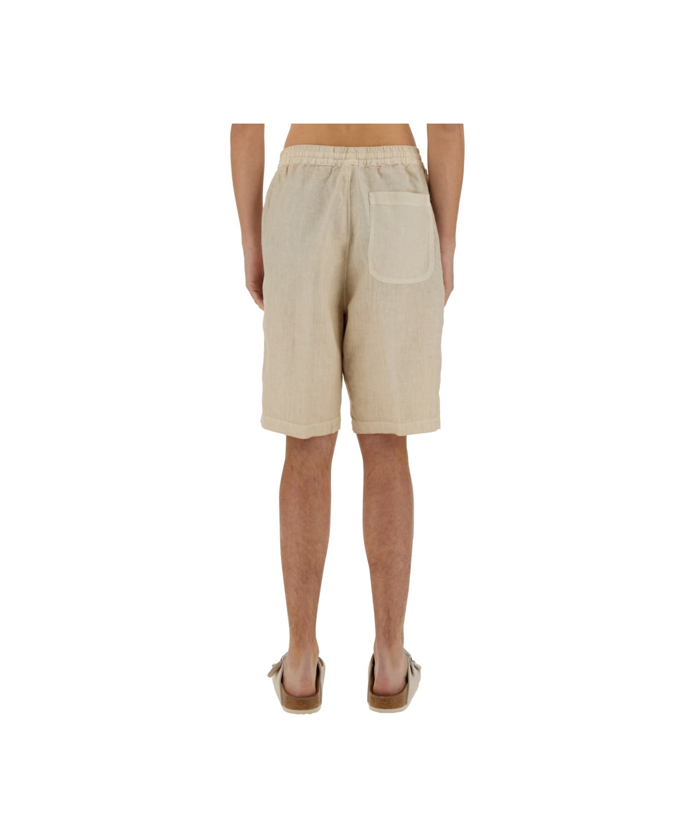 120% Lino Shorts With Drawstring - GREY