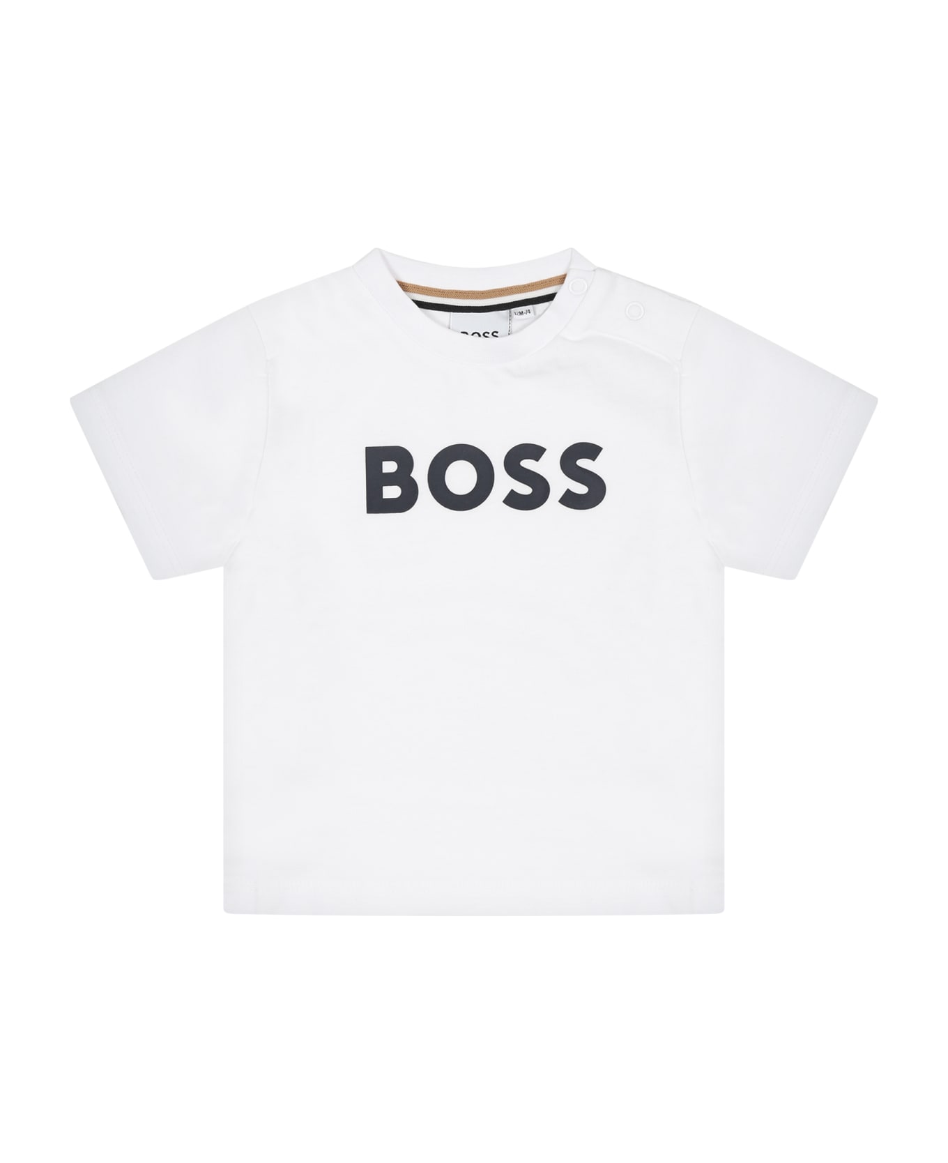 Hugo Boss White T-shirt For Baby Boy With Logo - White