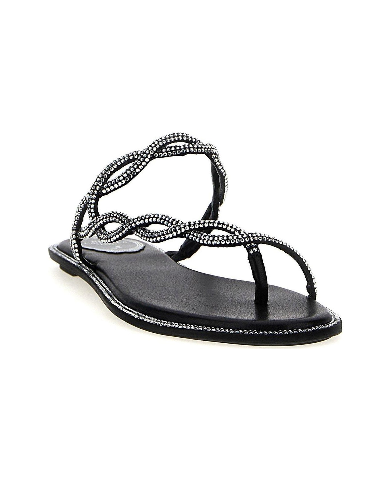 René Caovilla Embellished Slip-on Sandals - Black