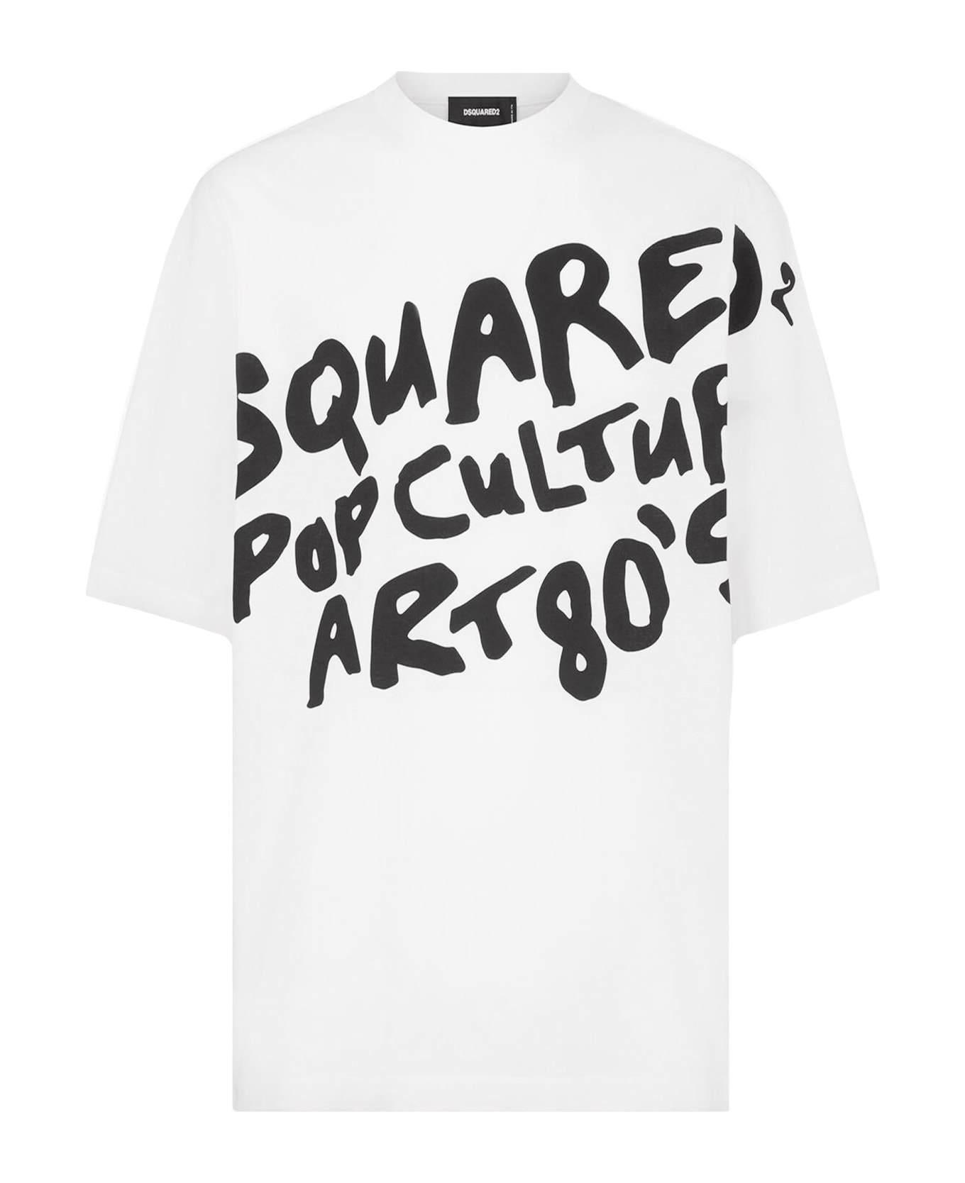 Dsquared2 Crewneck T-shirt With Contrasting Logo Print At The Front - Bianco