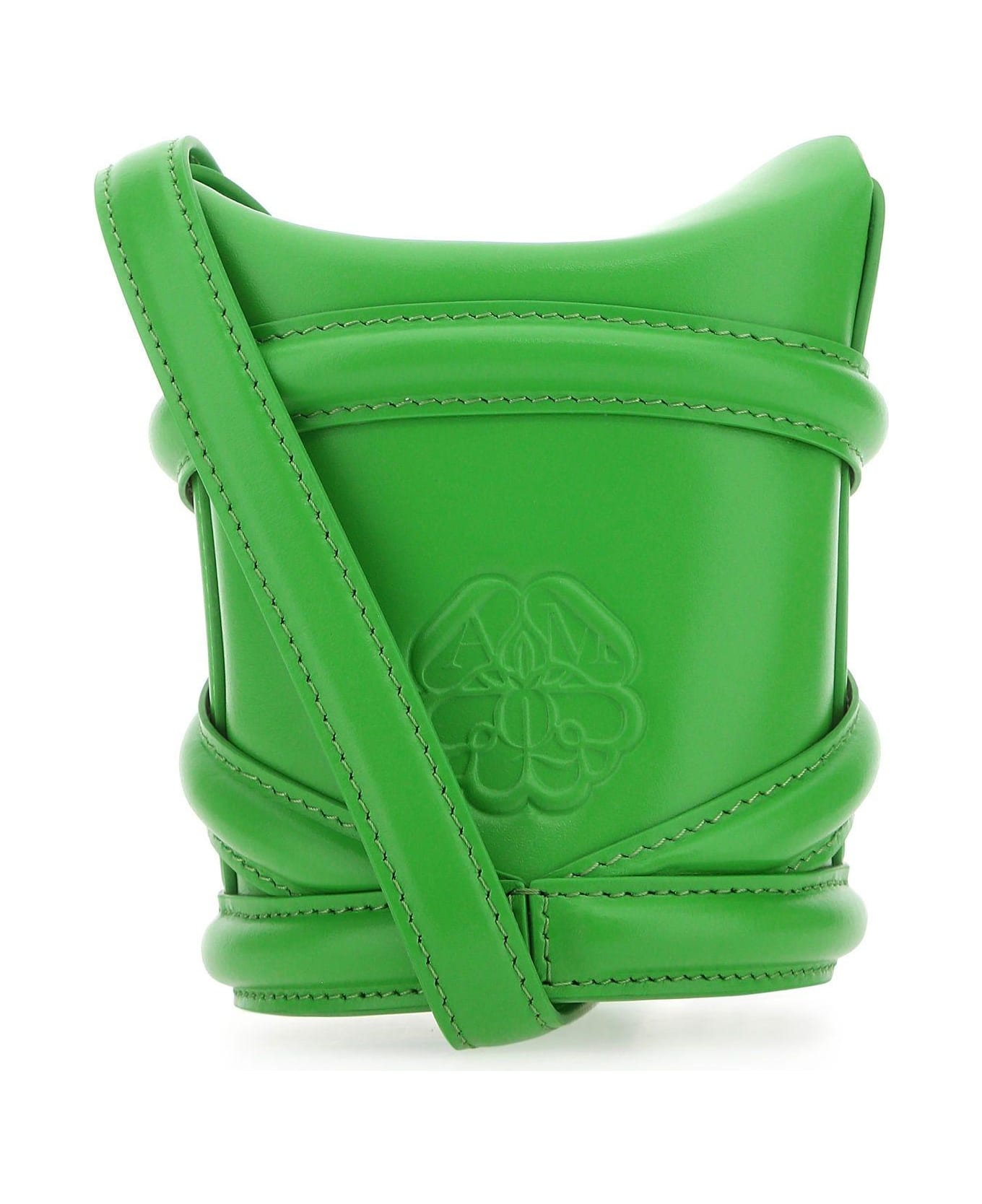 Alexander McQueen Grass Green Leather Mini The Curve Bucket Bag - Green