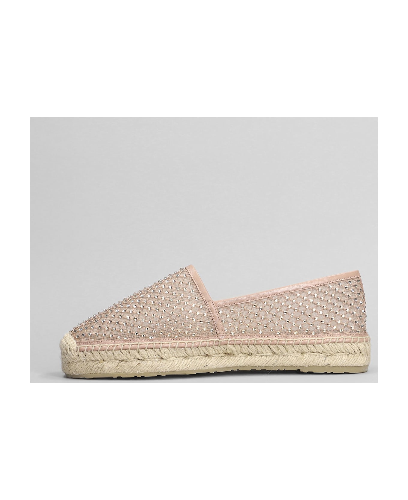 Lola Cruz Carmen Espadrilles In Powder Leather And Fabric - powder