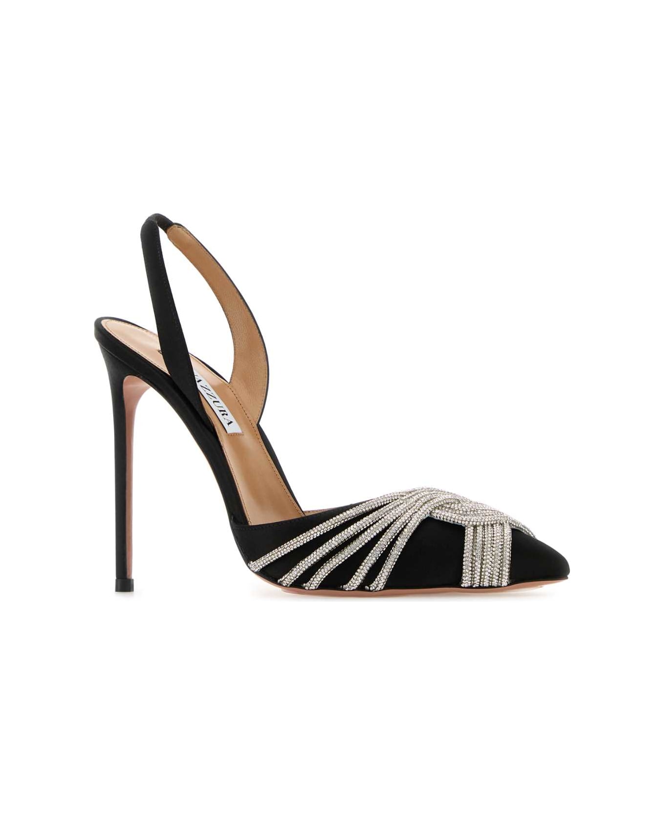 Aquazzura Black Satin Gatsby Sling 105 Pumps - BLACK