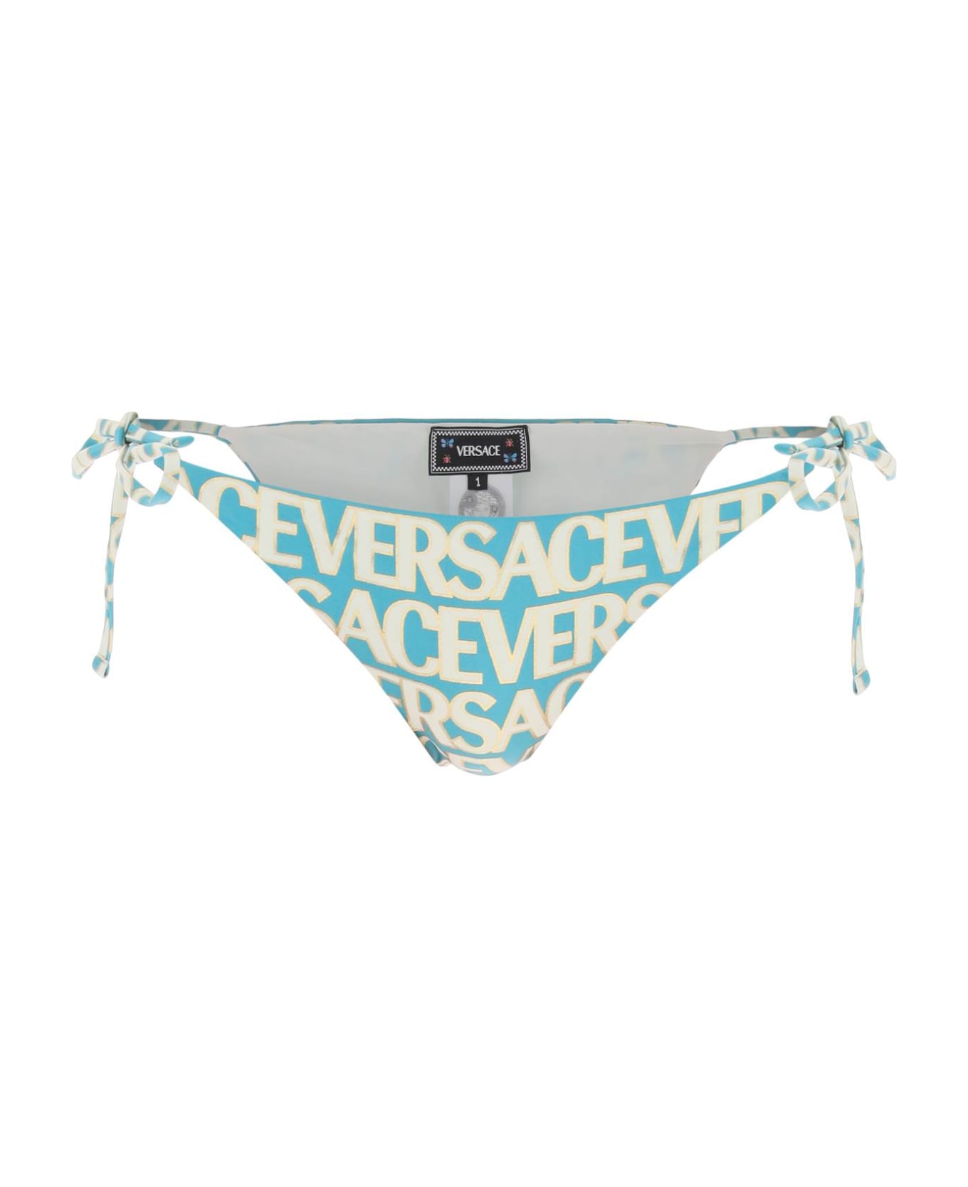 Versace Allover Bikini Bottom - TURQUOISE AVORY (Light blue) ビキニ