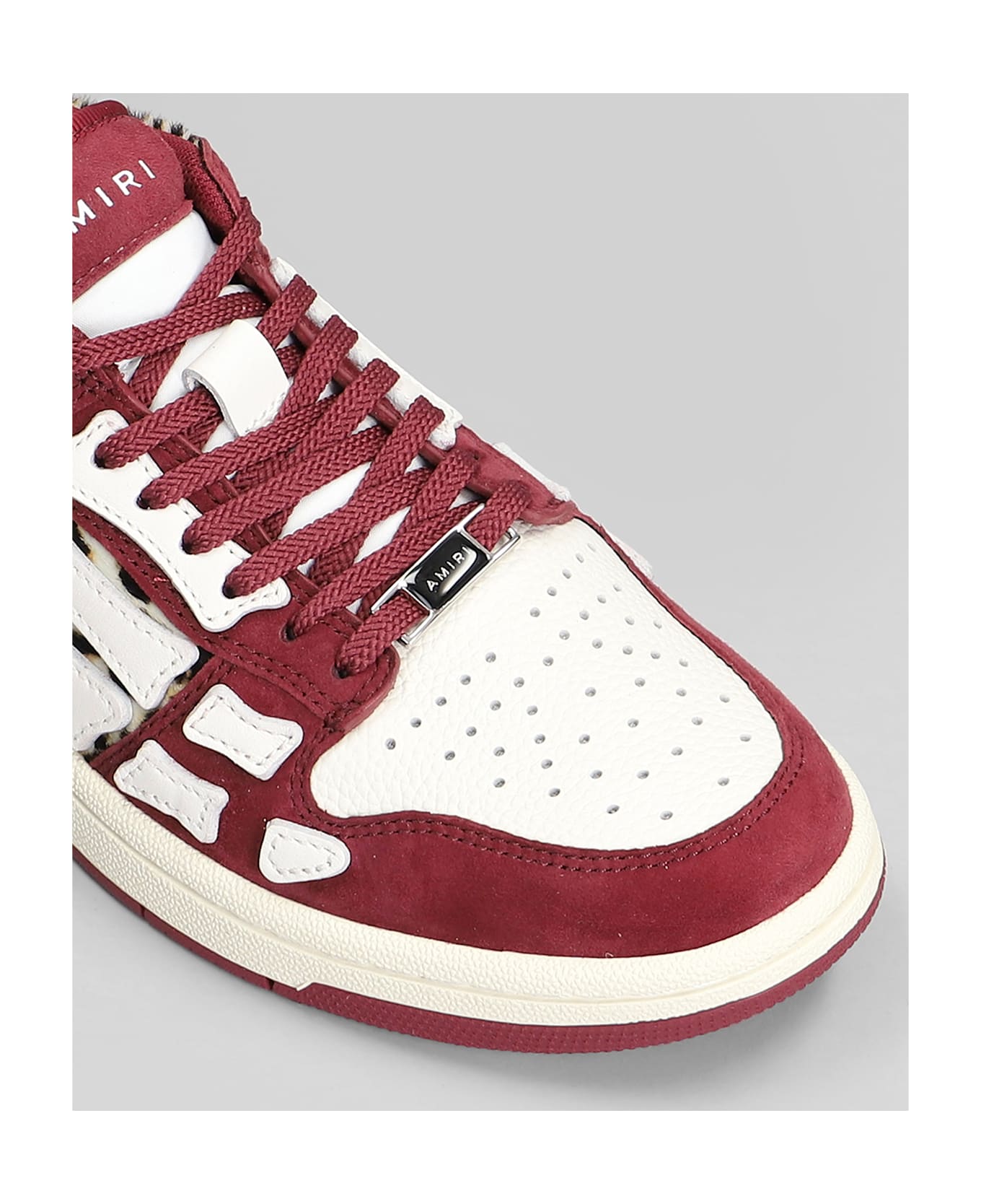 AMIRI Leopard Skel Top Low Sneakers In Bordeaux Leather - bordeaux