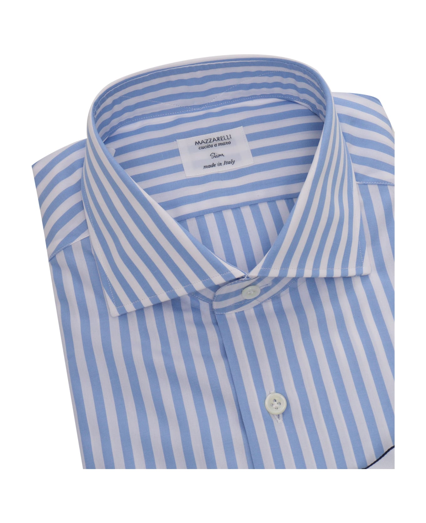 Mazzarelli Light Blue Striped Shirt - WHITE