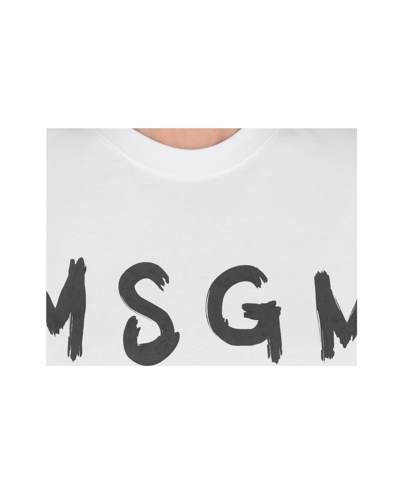 MSGM Cropped T-shirt With Logo - White