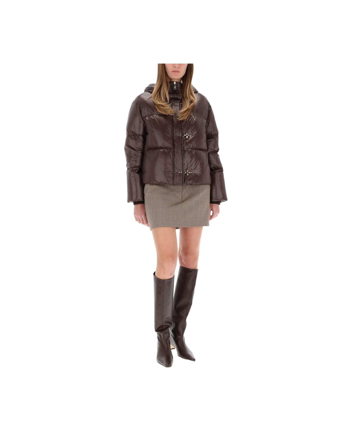 Fay Down Jacket With Hood - BROWN