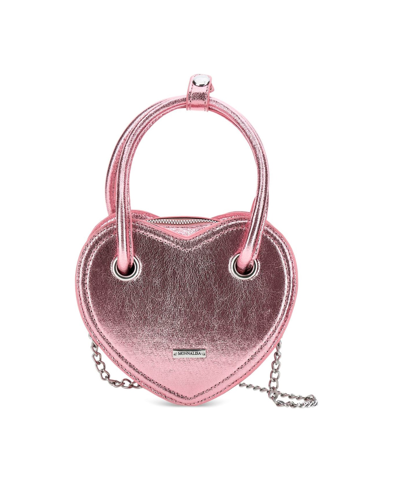 Monnalisa Pink Heart-shaped Handbag In Eco Leather Girl - Pink