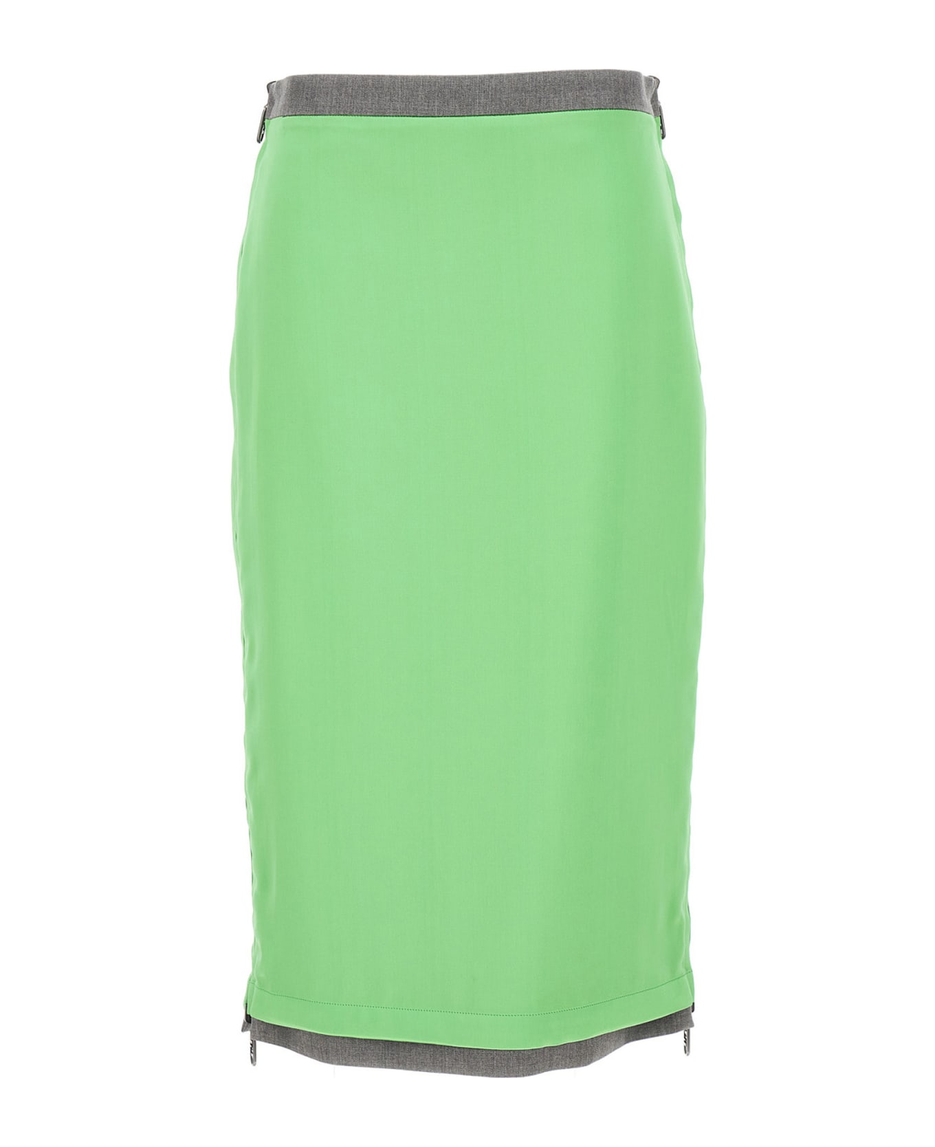 Fendi Satin And Gabardine Skirt - Green