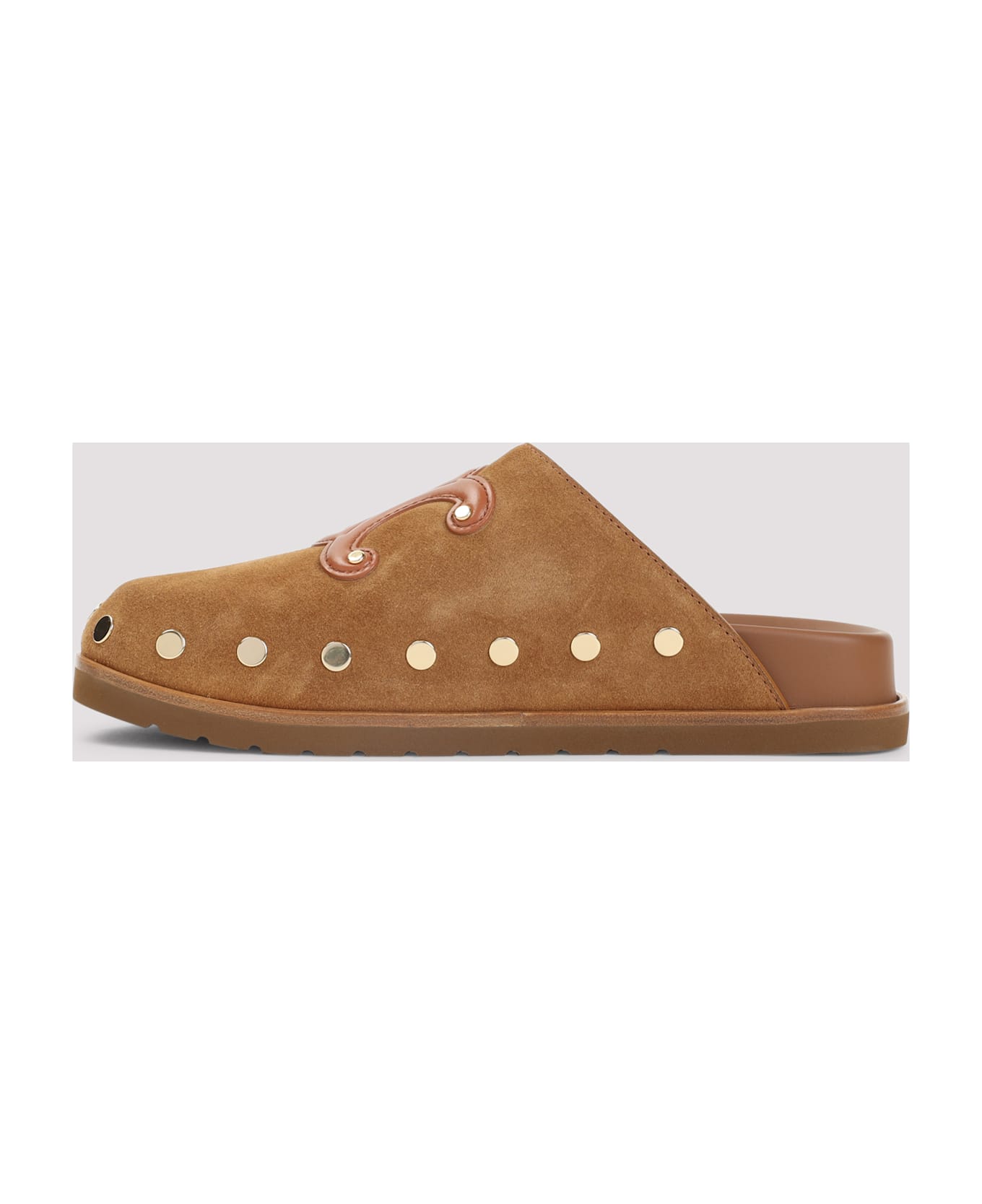 Celine Triomphe Wedge Mules - Nc Cognac