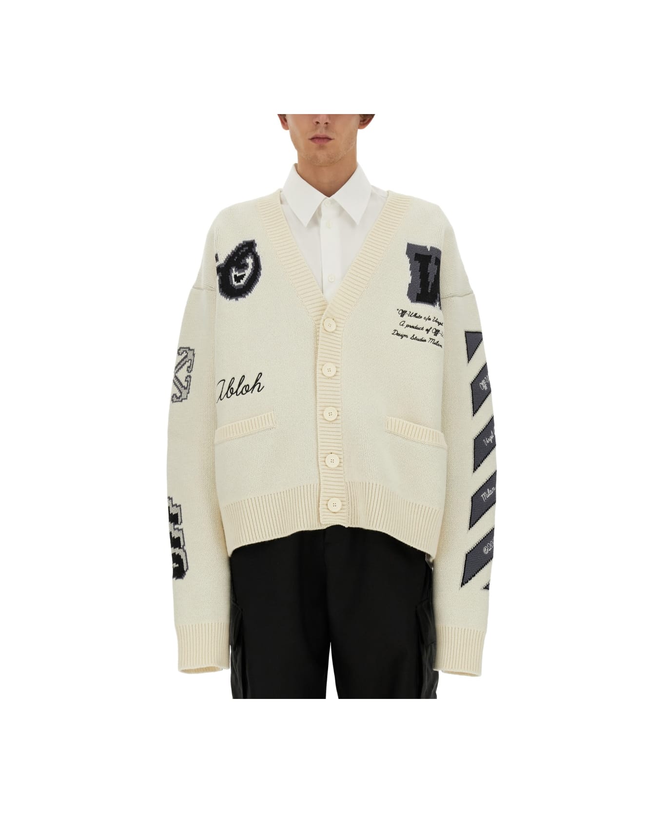 Off-White Varsity Cardigan - BEIGE