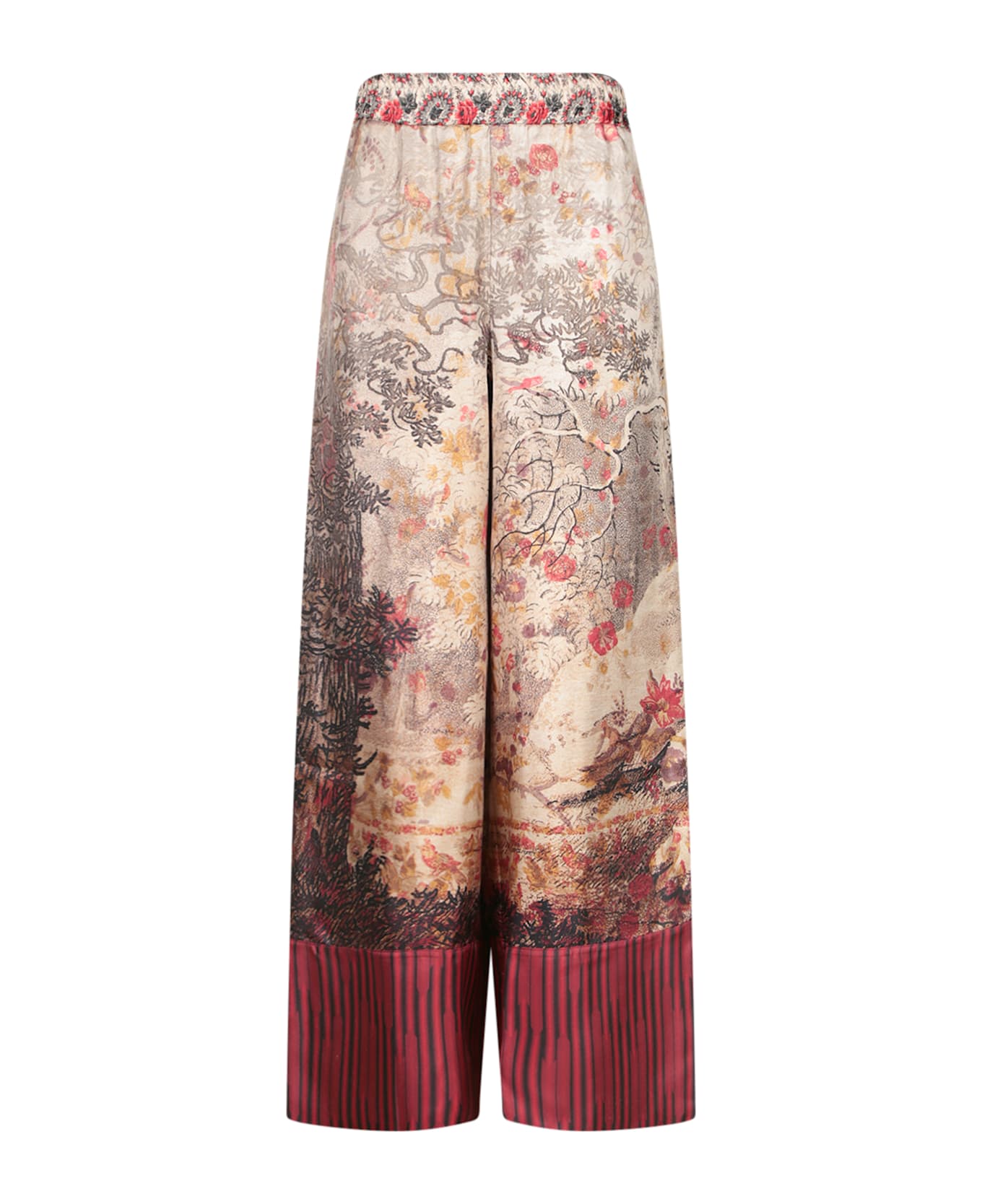 Pierre-Louis Mascia Red-beige Print Trousers - Beige