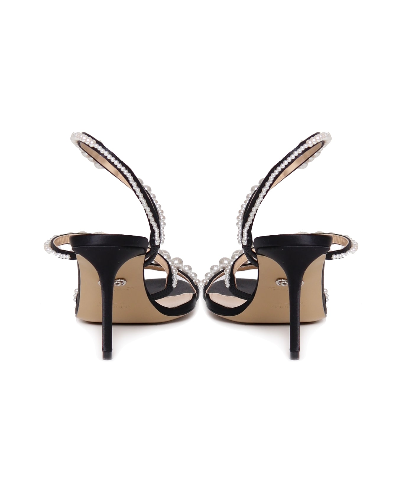 Mach & Mach Sirene Sandals With Satin And Pearls - Black