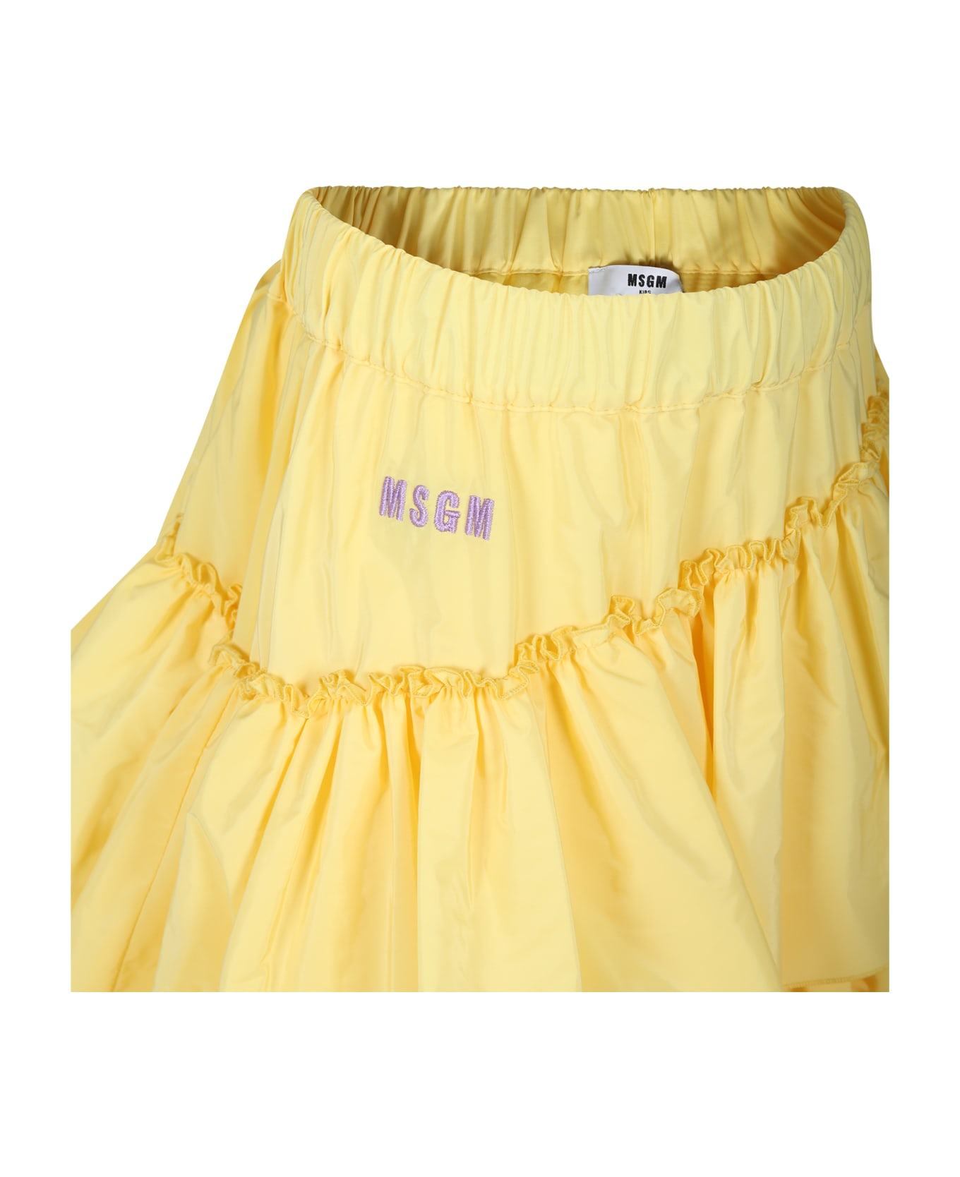 MSGM Yellow Skirt For Girl With Logo - Yellow