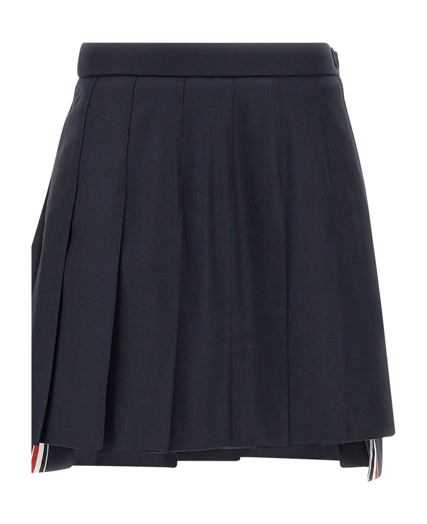 Thom Browne 'mini Dropped Back Pleated' Wool Skirt - BLUE