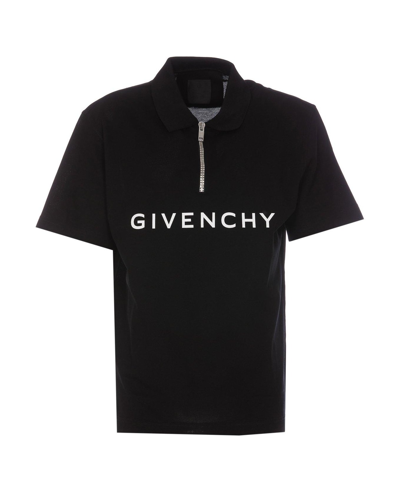 Givenchy Logo Printed Collared Polo Shirt - Black