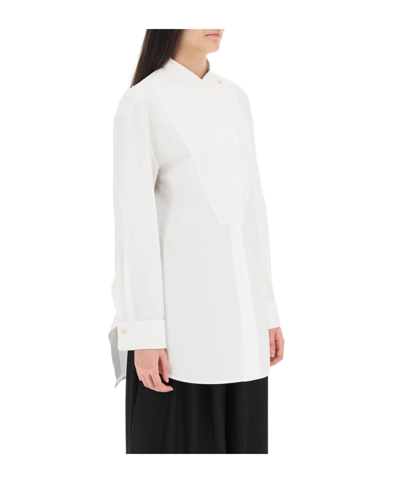 Jil Sander Long-sleeved Shirt With Plastron - OPTIC WHITE (White)