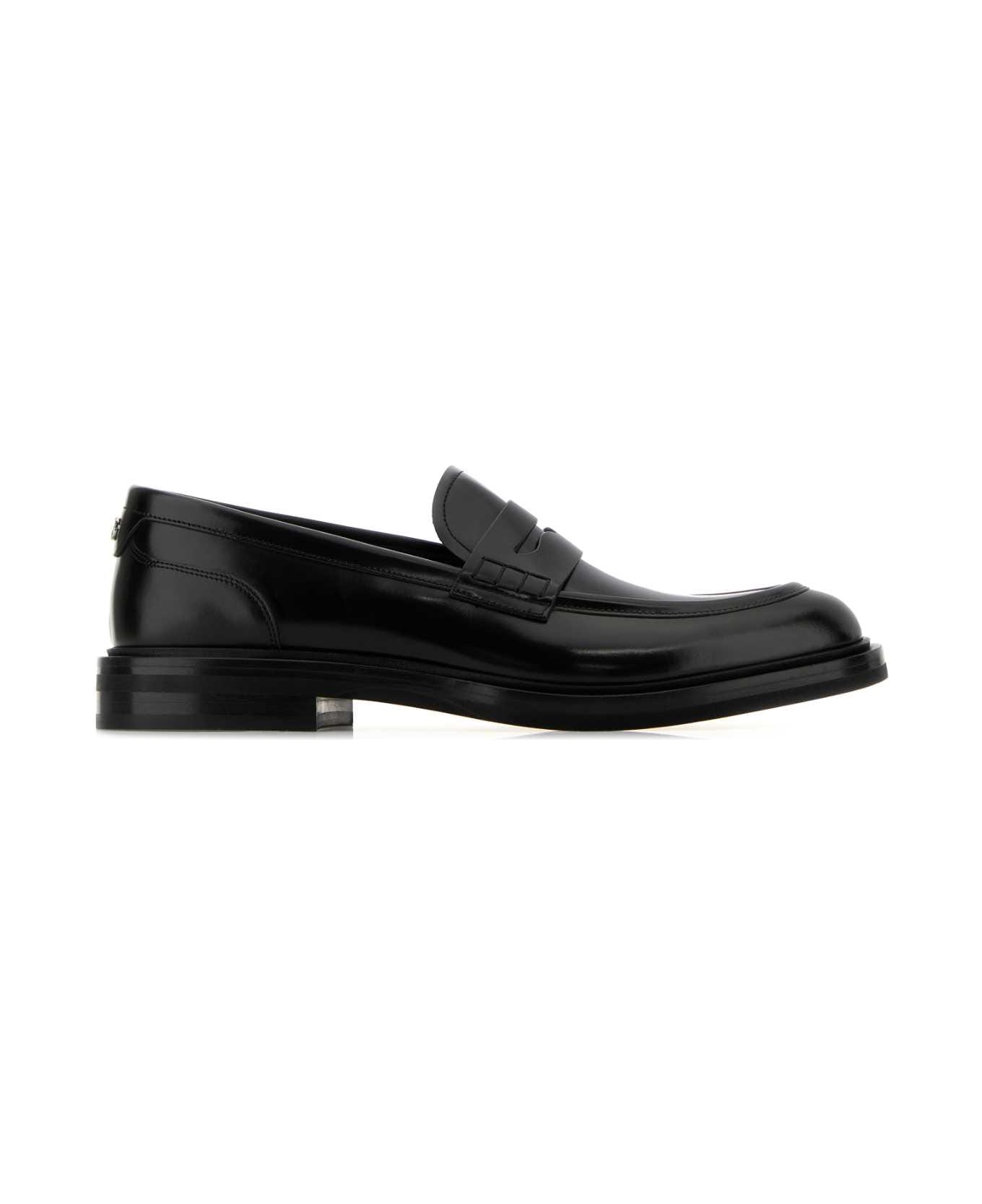 Dolce & Gabbana Black Leather Altavilla Loafers - NERO ローファー＆デッキシューズ