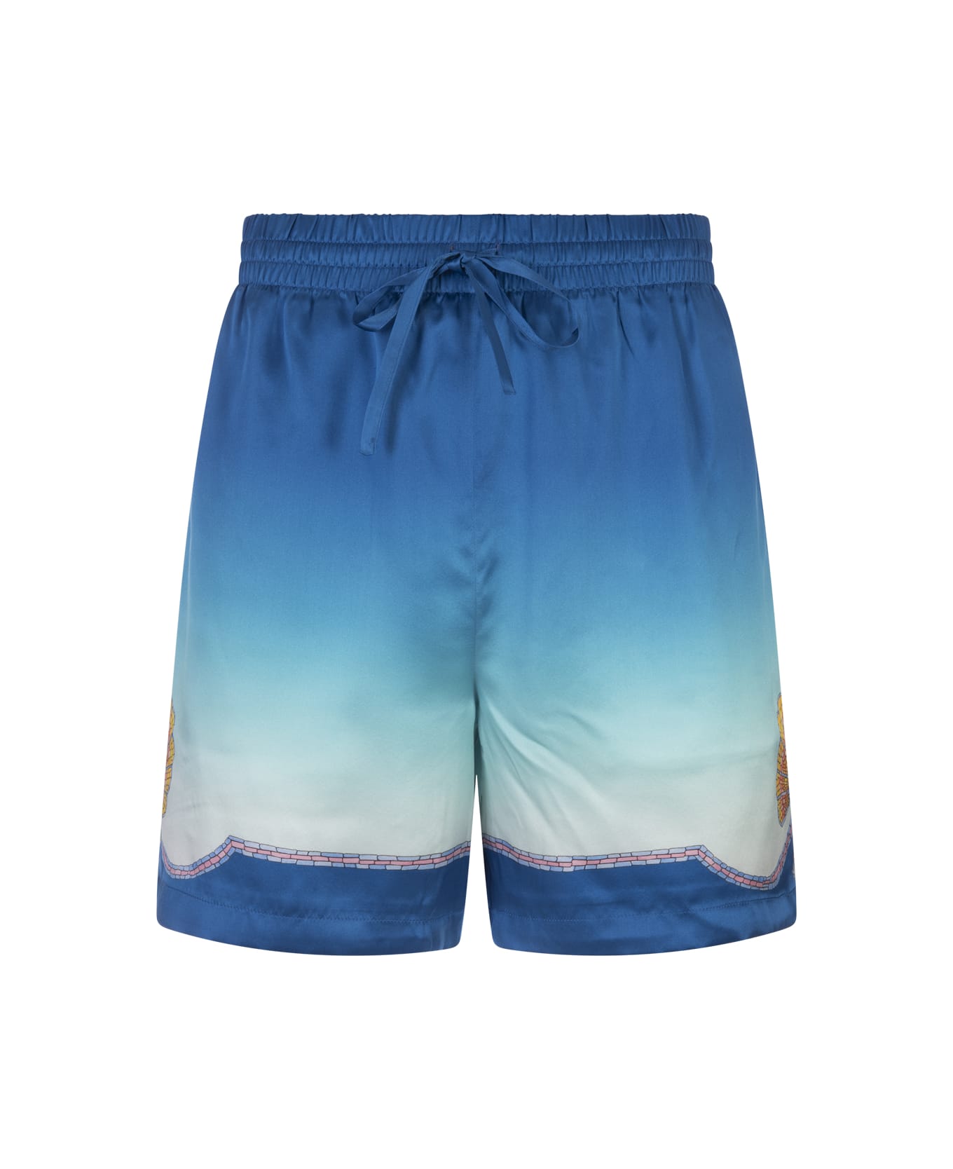 Casablanca Coquillage Coloré Silk Shorts - Blue