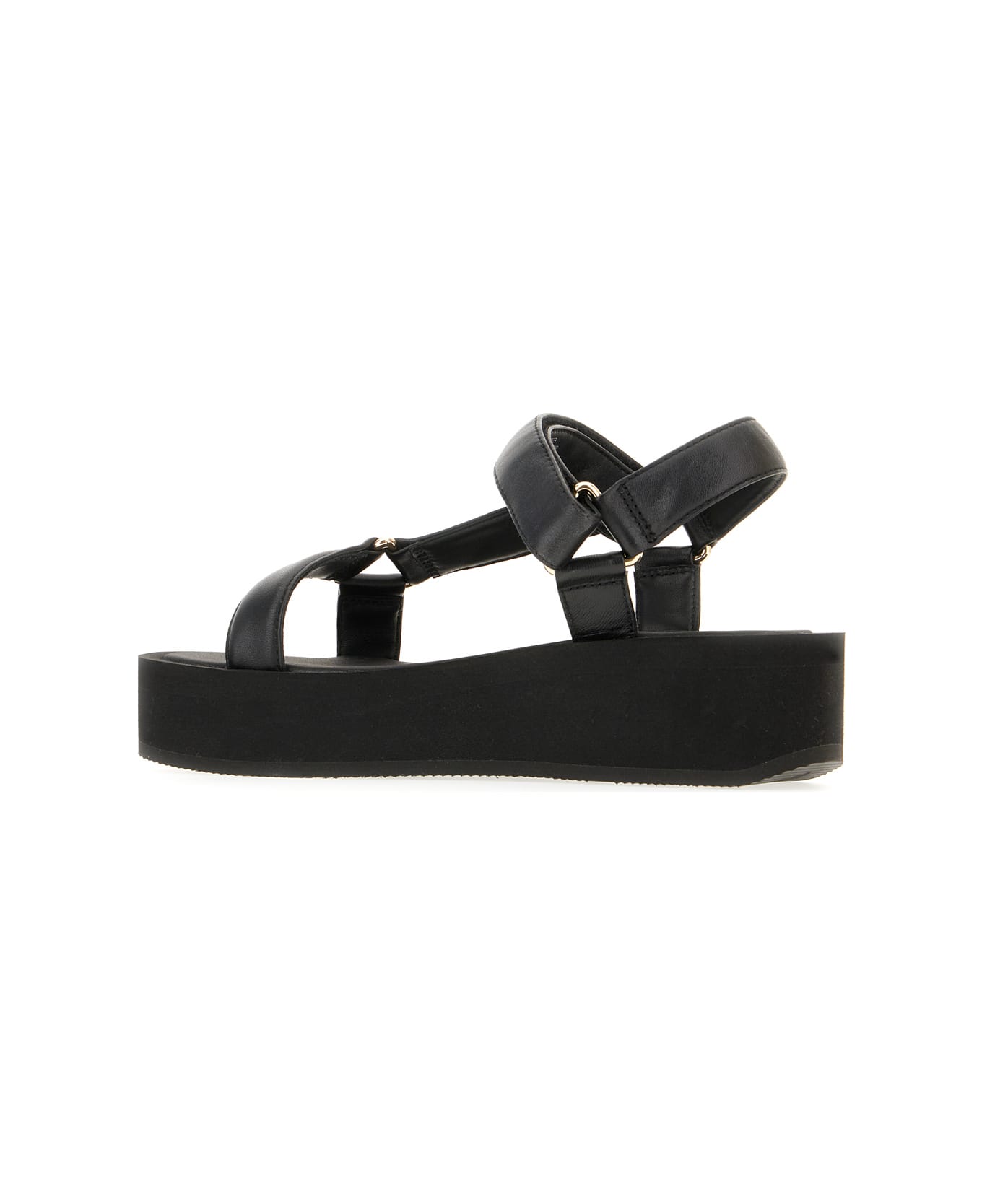 Tory Burch Black Nappa Leather Mellow Sandals - BLACK GOLD