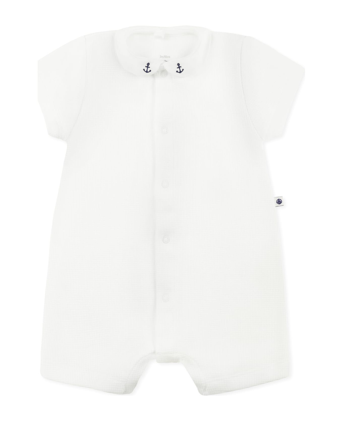 Petit Bateau White Romper For Babykids With Anchors - White