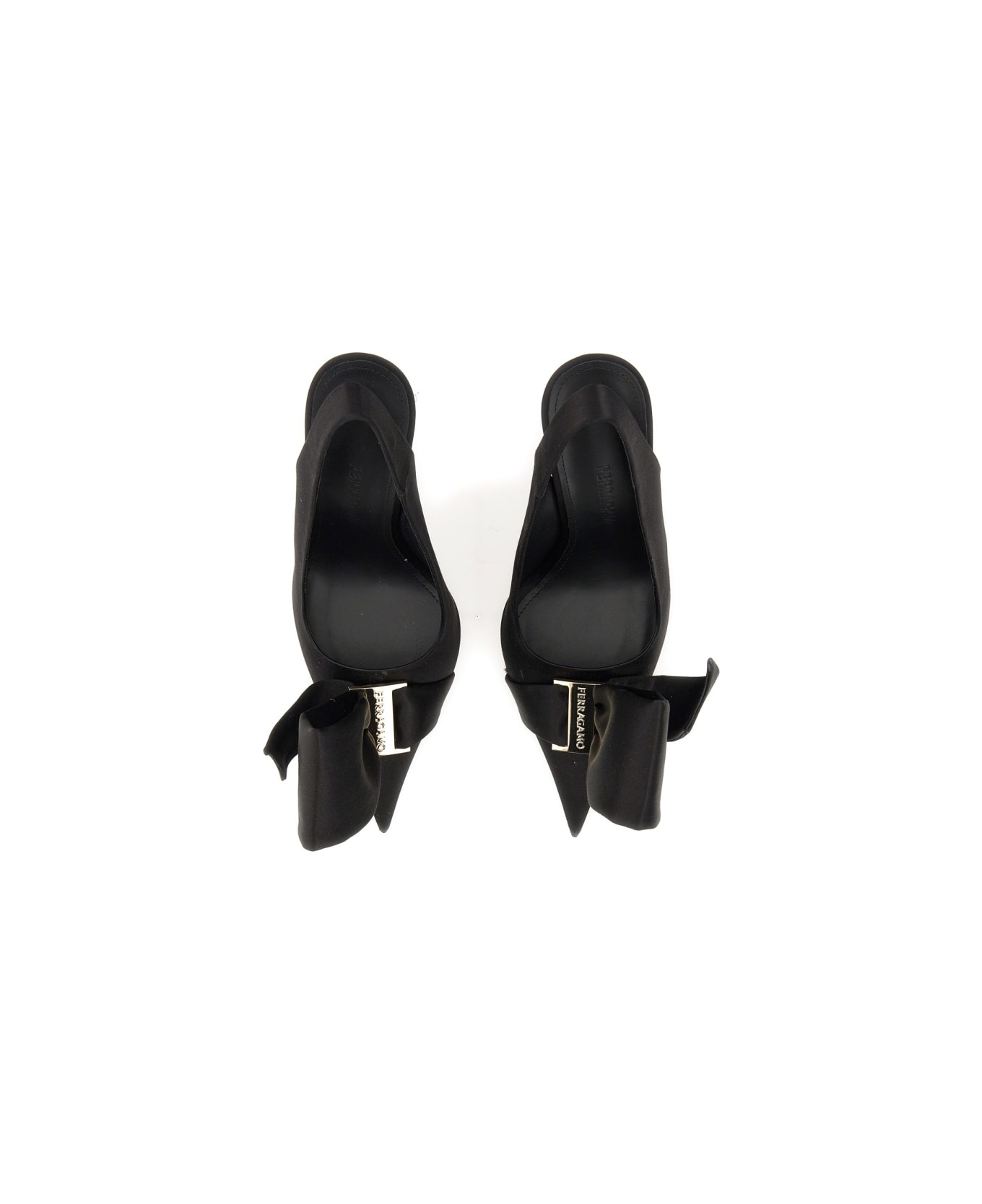 Ferragamo Sandal With Asymmetrical Bow - BLACK