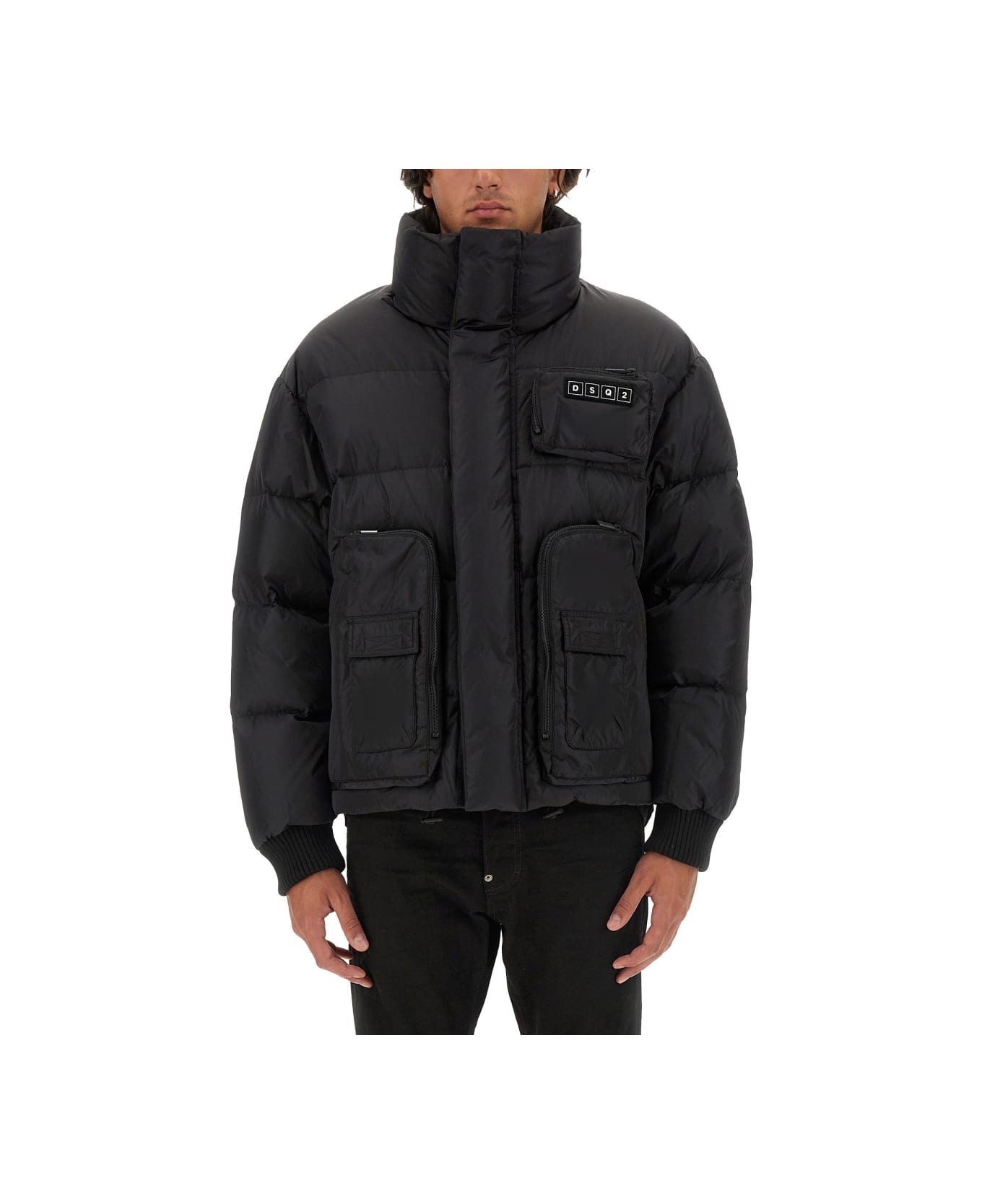 Dsquared2 Down Jacket With Logo - BLACK