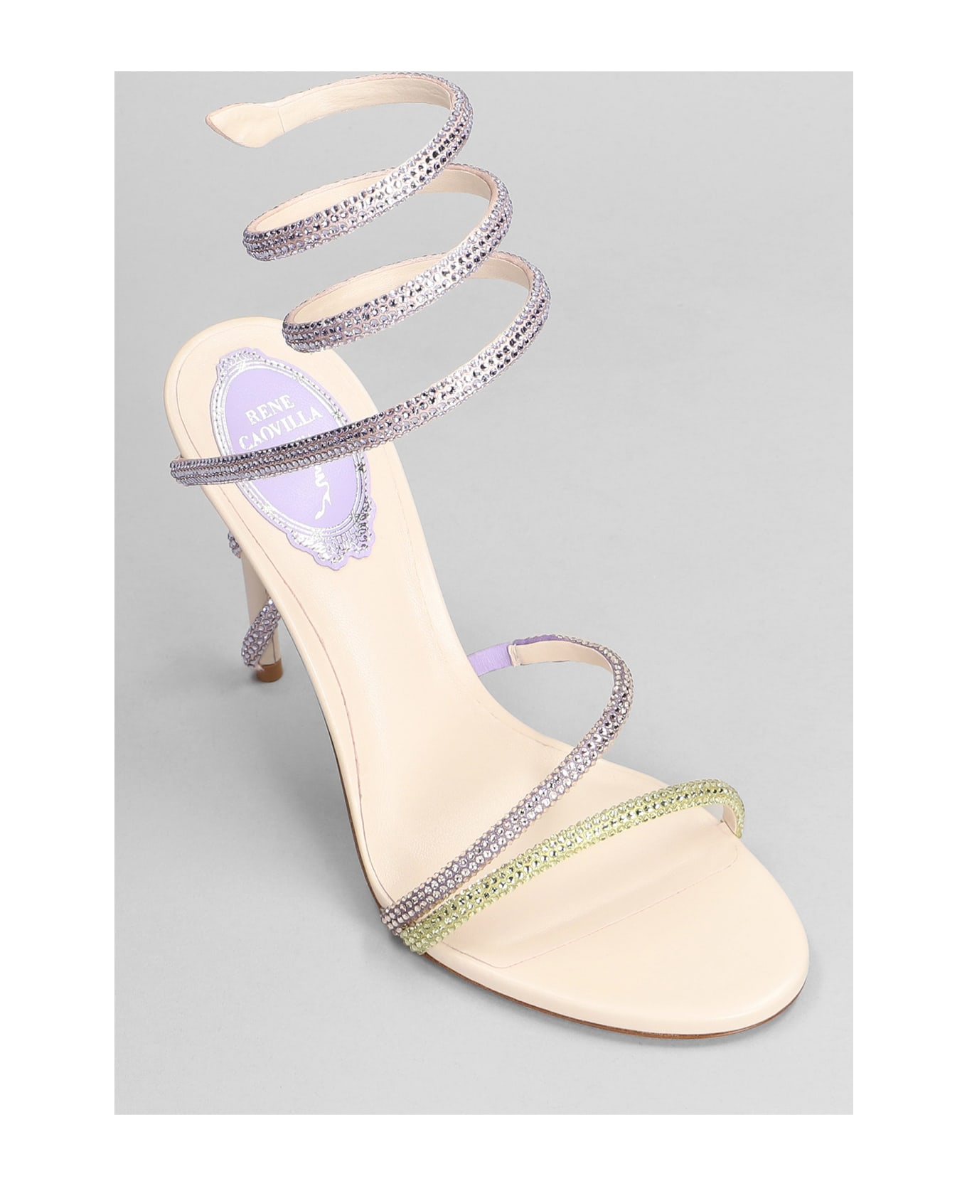 René Caovilla Margot Sandals In Yellow Leather - yellow
