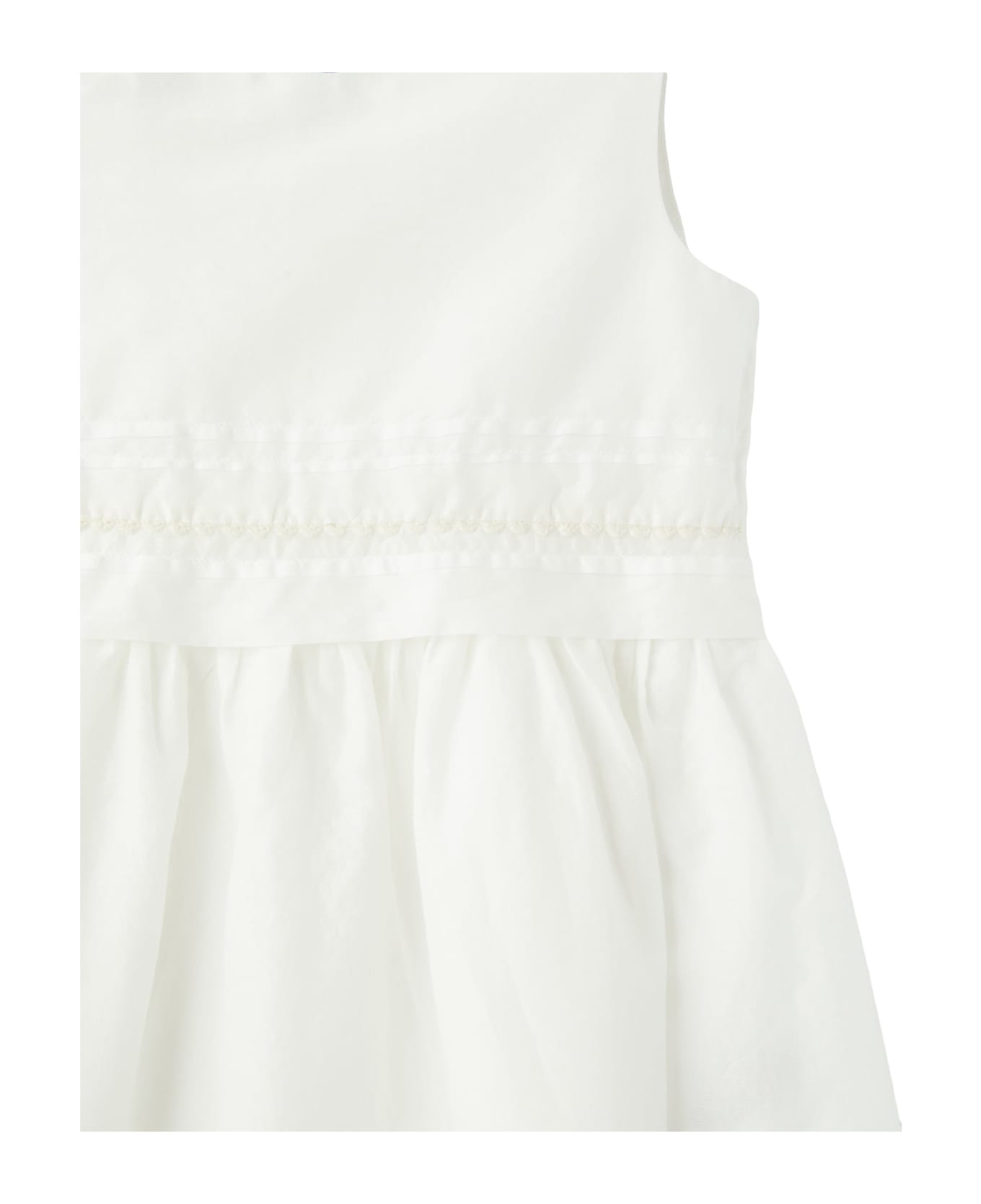 Il Gufo Sleeveless Dress In White Cotton Voile - White