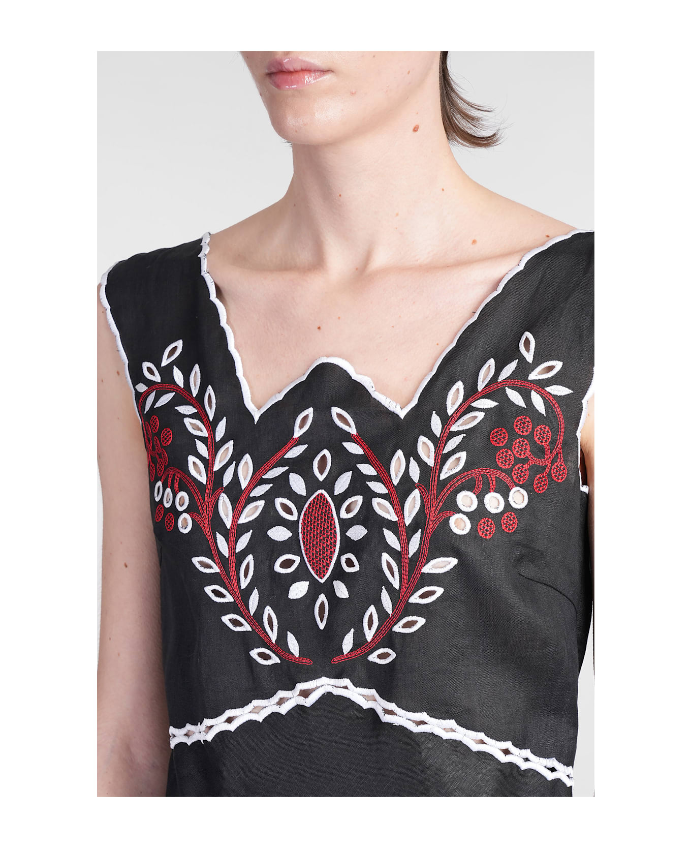 Holy Caftan Athina Long Dress In Black Linen - black