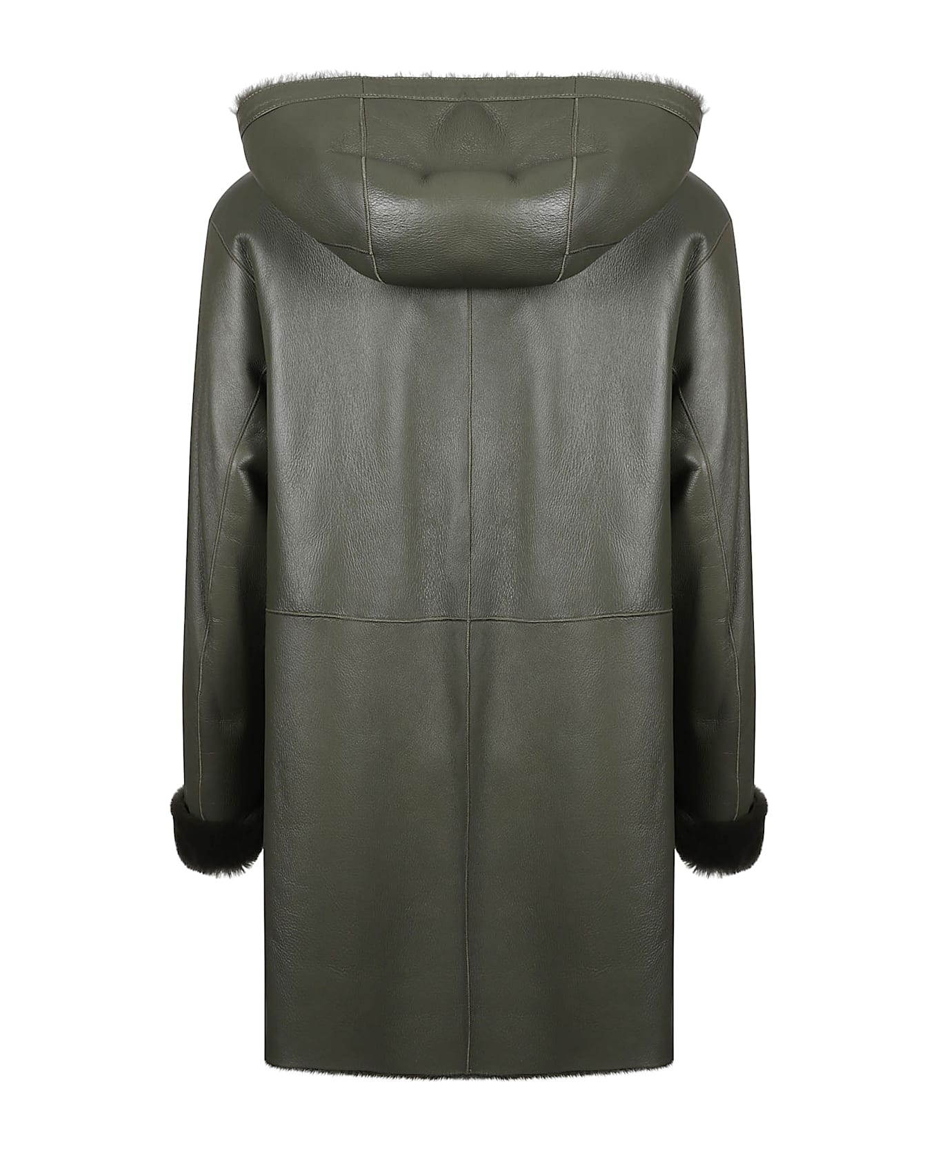 Desa 1972 Draw Stringed Hood Concealed Coat - Military Green