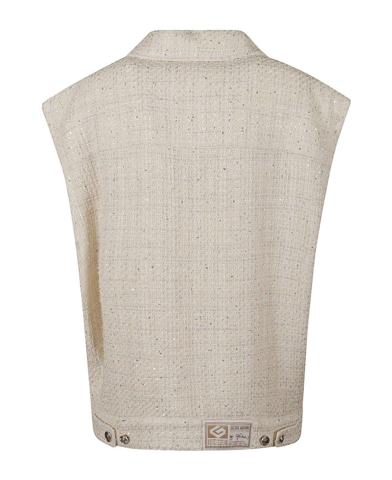 GCDS Tweed Sleeveless Jacket - Off White