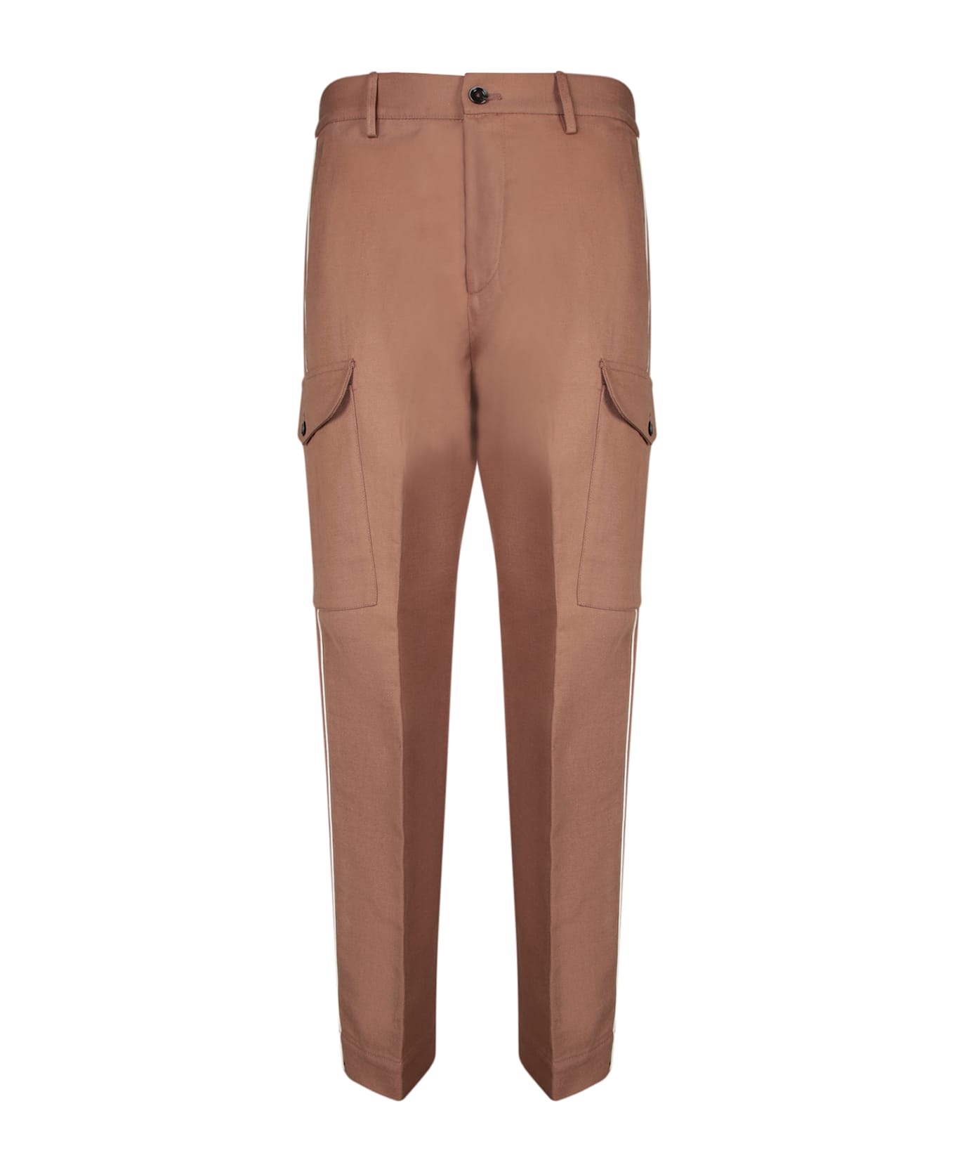Nine in the Morning Brown Linen Cargo Trousers - Brown