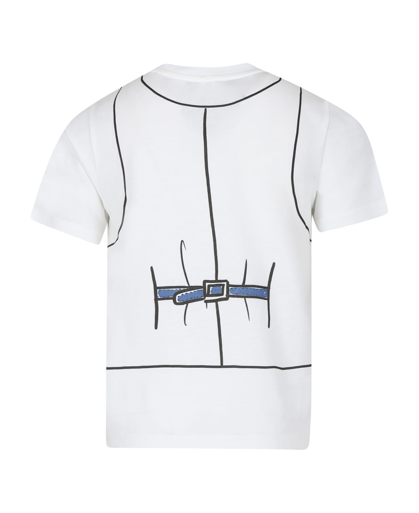 Stella McCartney Kids Ivory T-shirt For Boy With Bow Tie Print - Ivory Tシャツ＆ポロシャツ