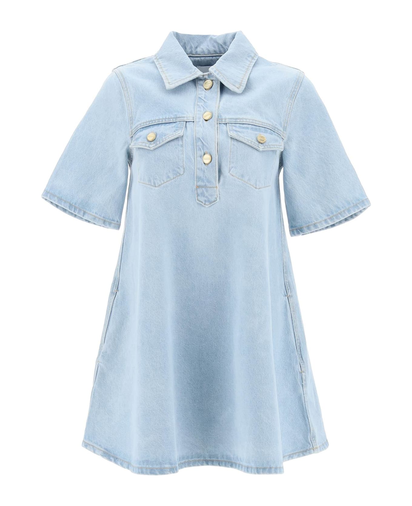 Ganni Denim Mini Dress - MID BLUE VINTAGE (Light blue)