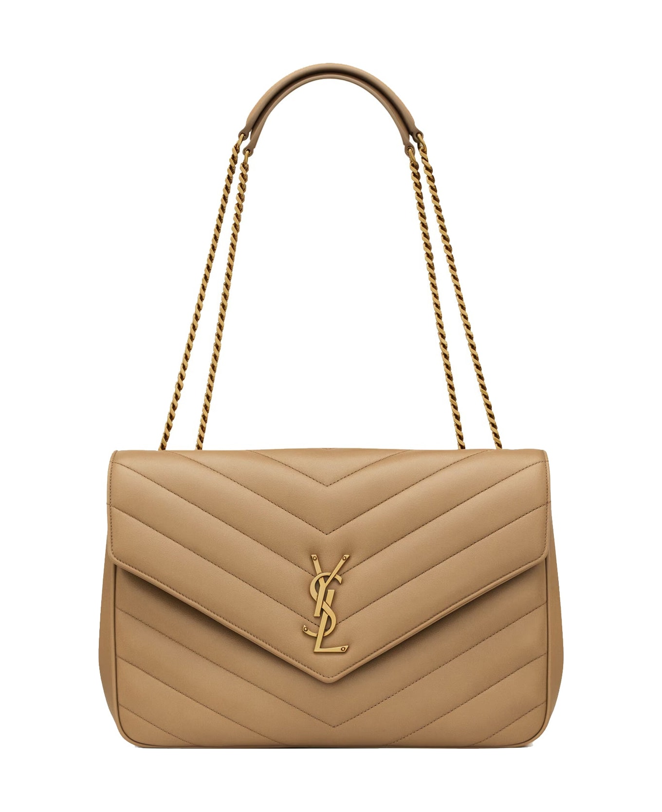 Saint Laurent Loulou Large Shoulder Bag - Beige