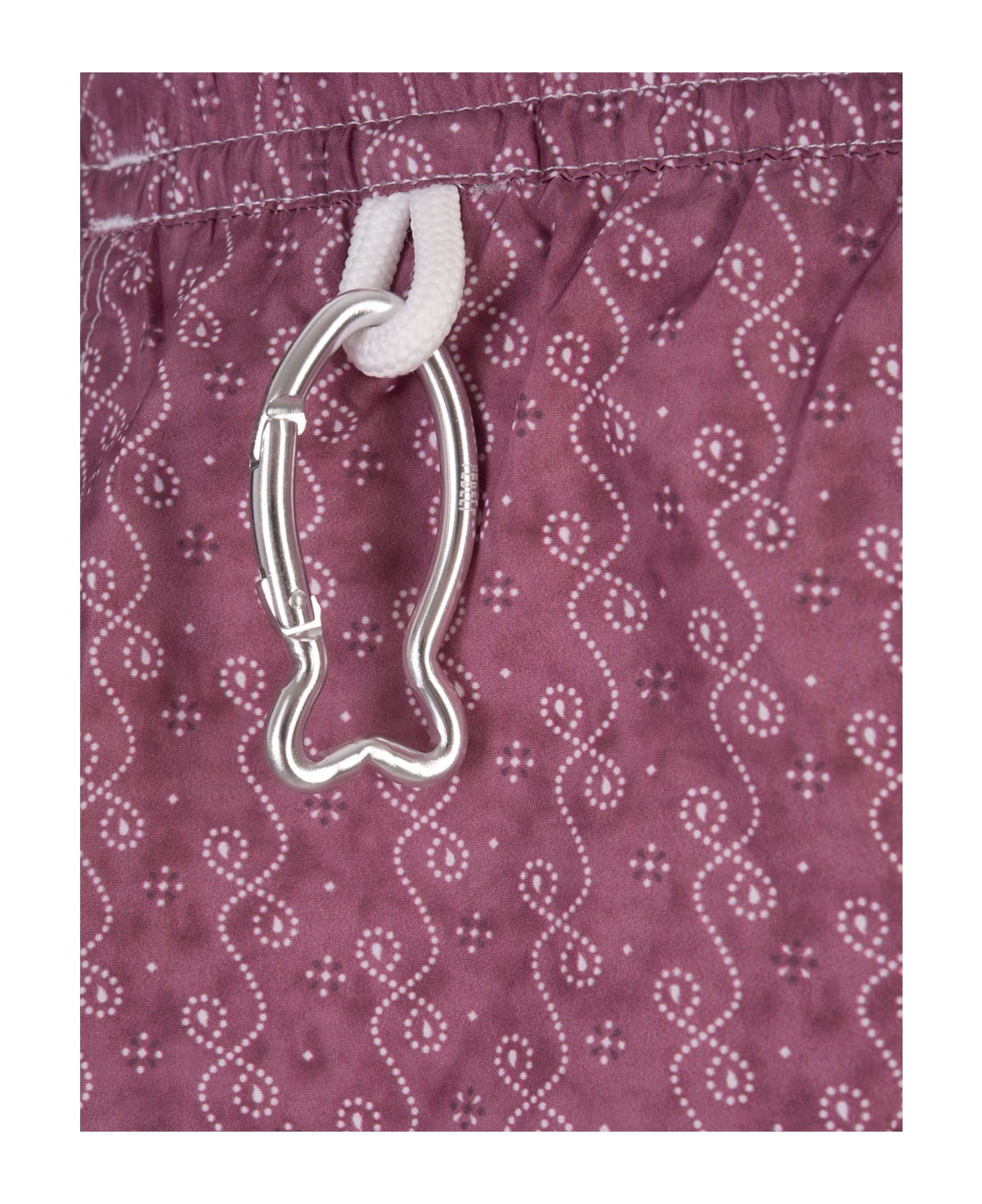 Fedeli Burgundy Swim Shorts With Dolphins Pattern - Red
