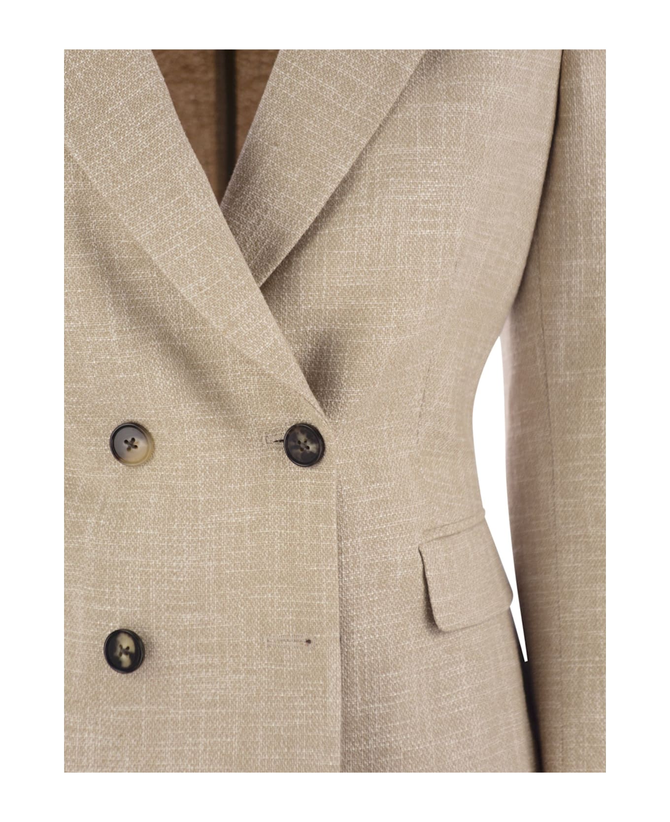 Saulina Milano Antonella - Double-breasted Cotton Blend Jacket - Beige