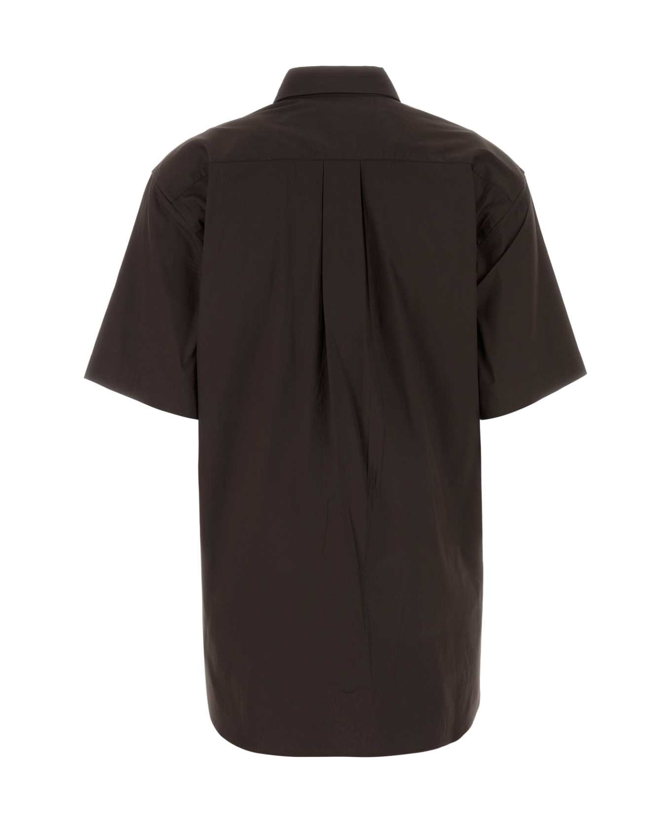 Prada Brown Stretch Poplin Shirt - EBANO