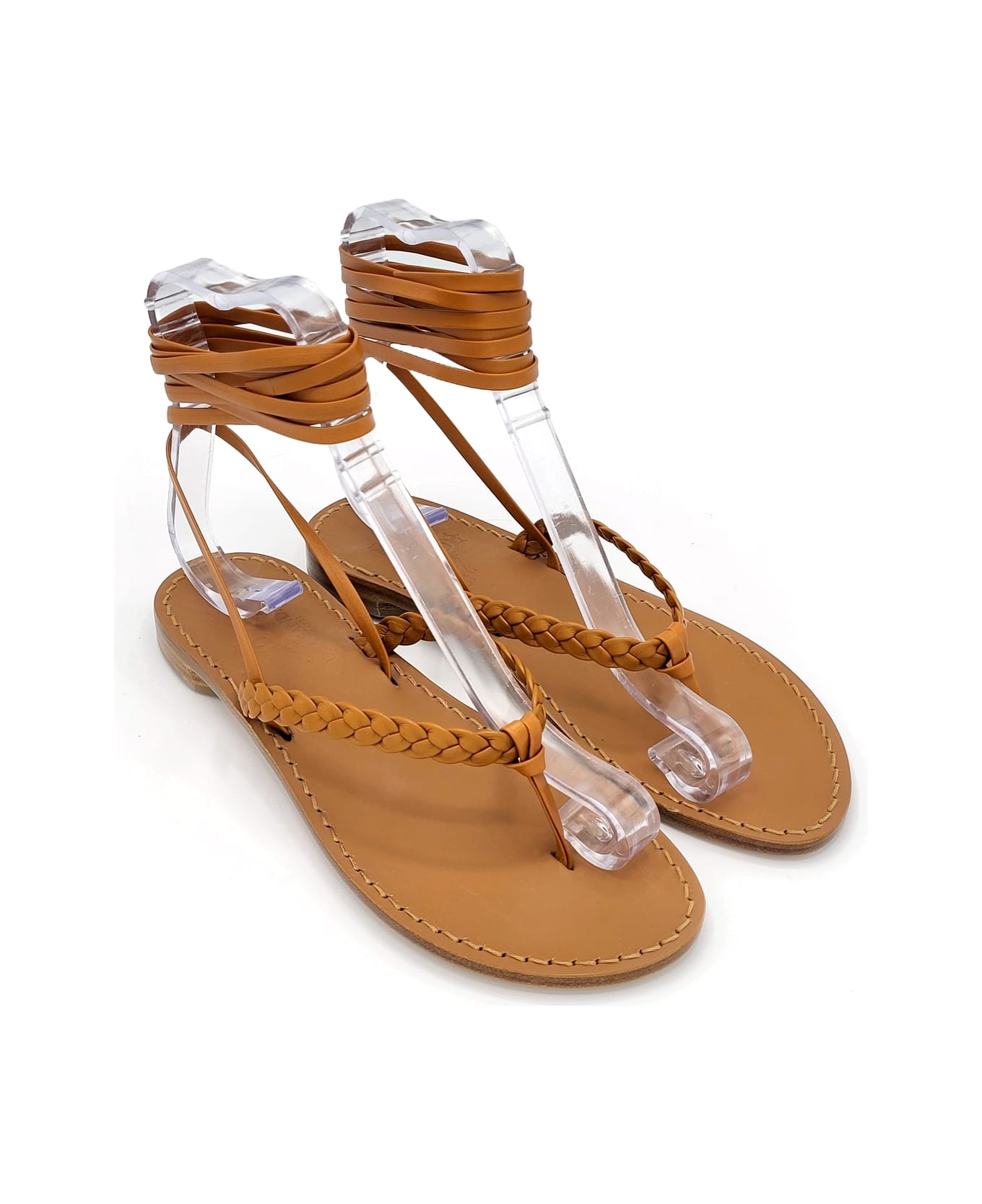 Dea Sandals Brown Woven Leather Gladiator Sandals - brown