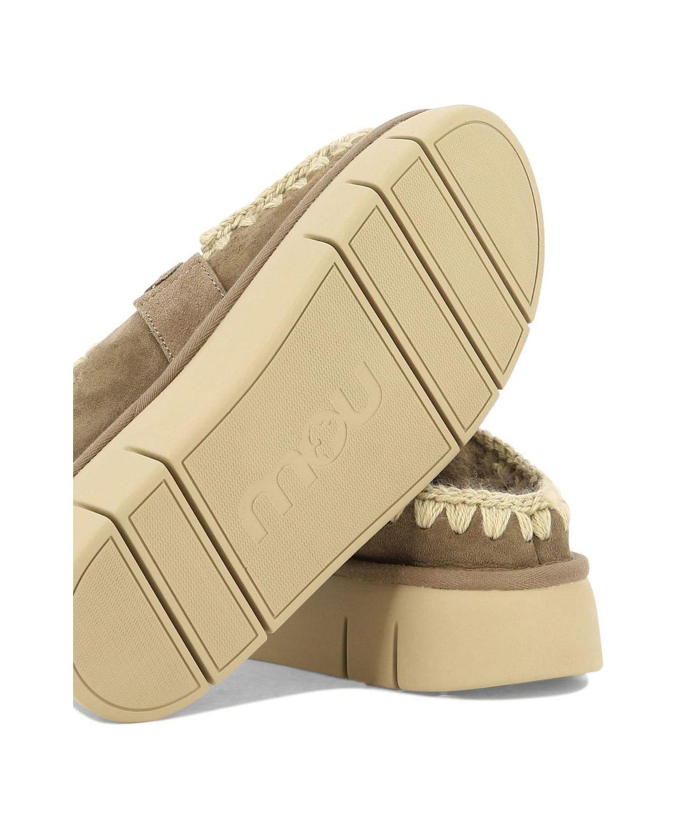 Mou Logo-lettering Round-toe Slippers - Elgry Elephant Grey